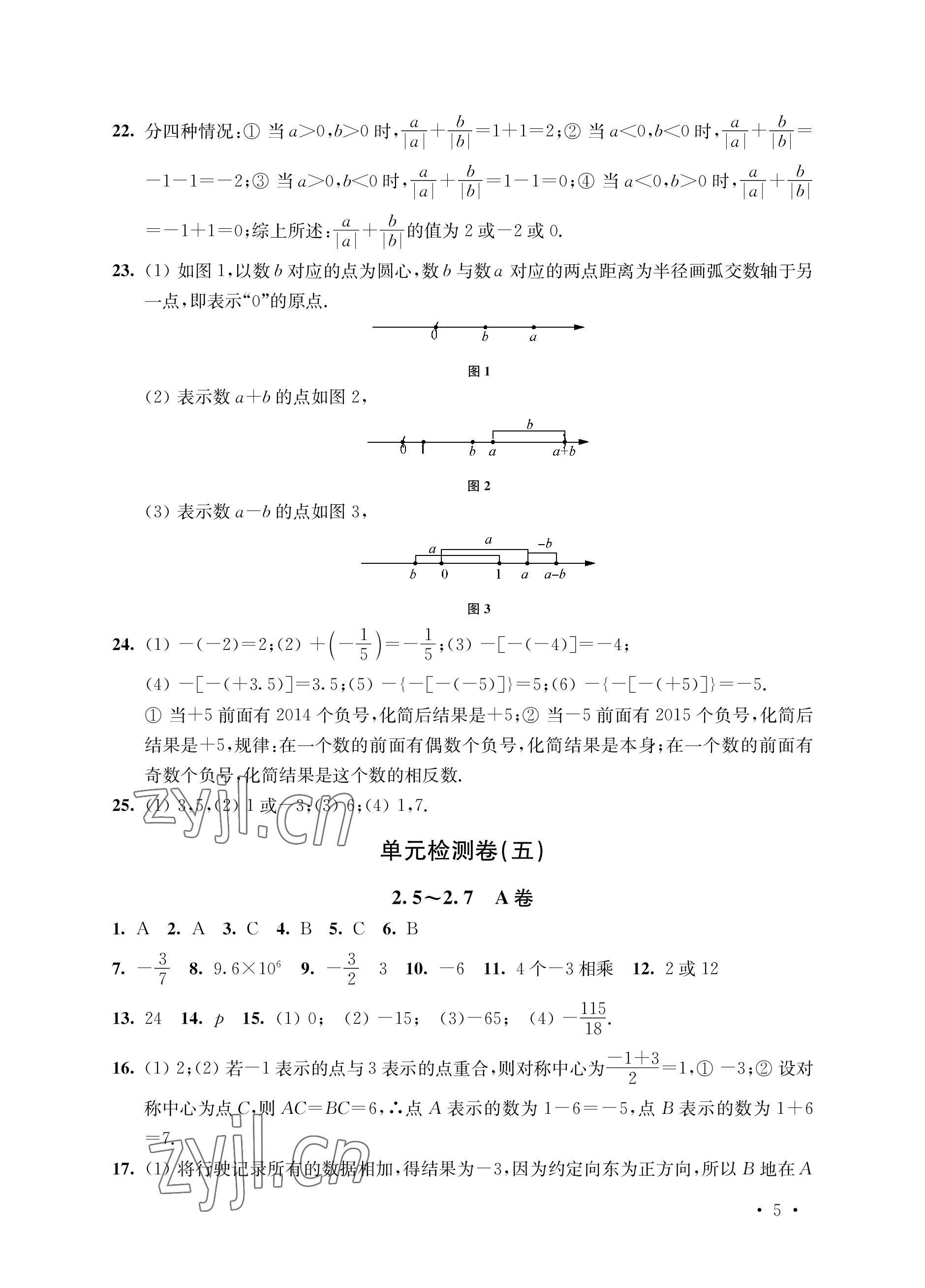 2022年創(chuàng)新優(yōu)化訓(xùn)練單元測(cè)試卷七年級(jí)數(shù)學(xué)上冊(cè)蘇科版 參考答案第5頁(yè)