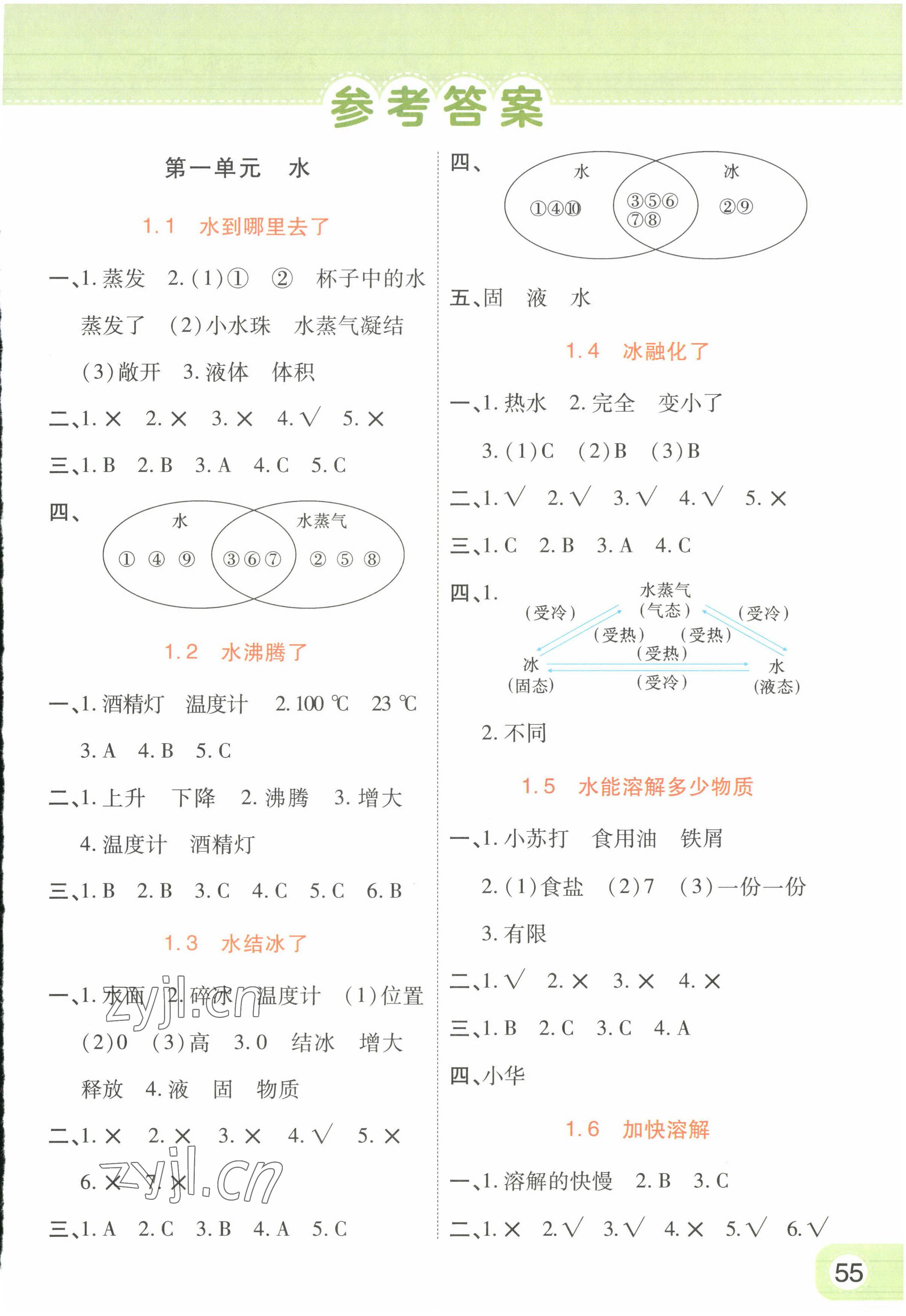 2022年黃岡同步練一日一練三年級科學(xué)上冊教科版 參考答案第1頁