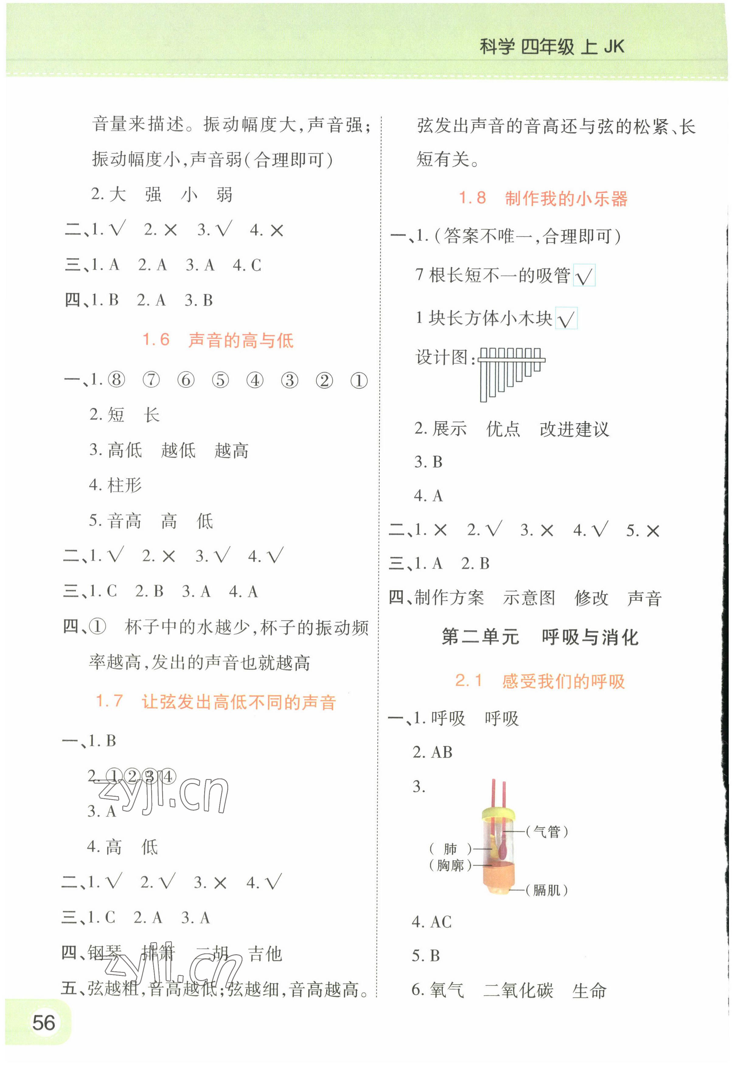 2022年黃岡同步練一日一練四年級科學(xué)上冊教科版 參考答案第2頁