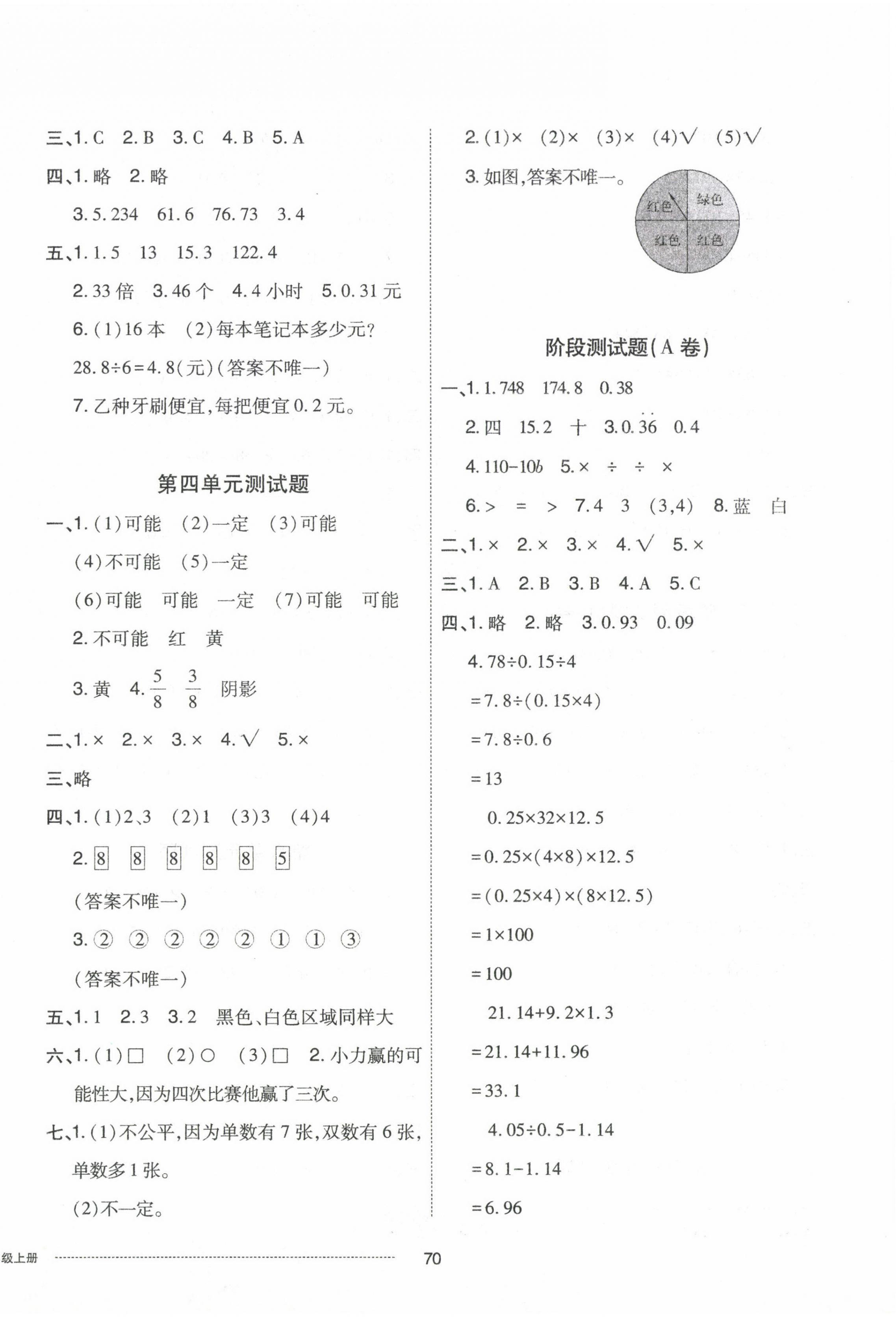 2022年单元自测卷五年级数学上册人教版 第2页