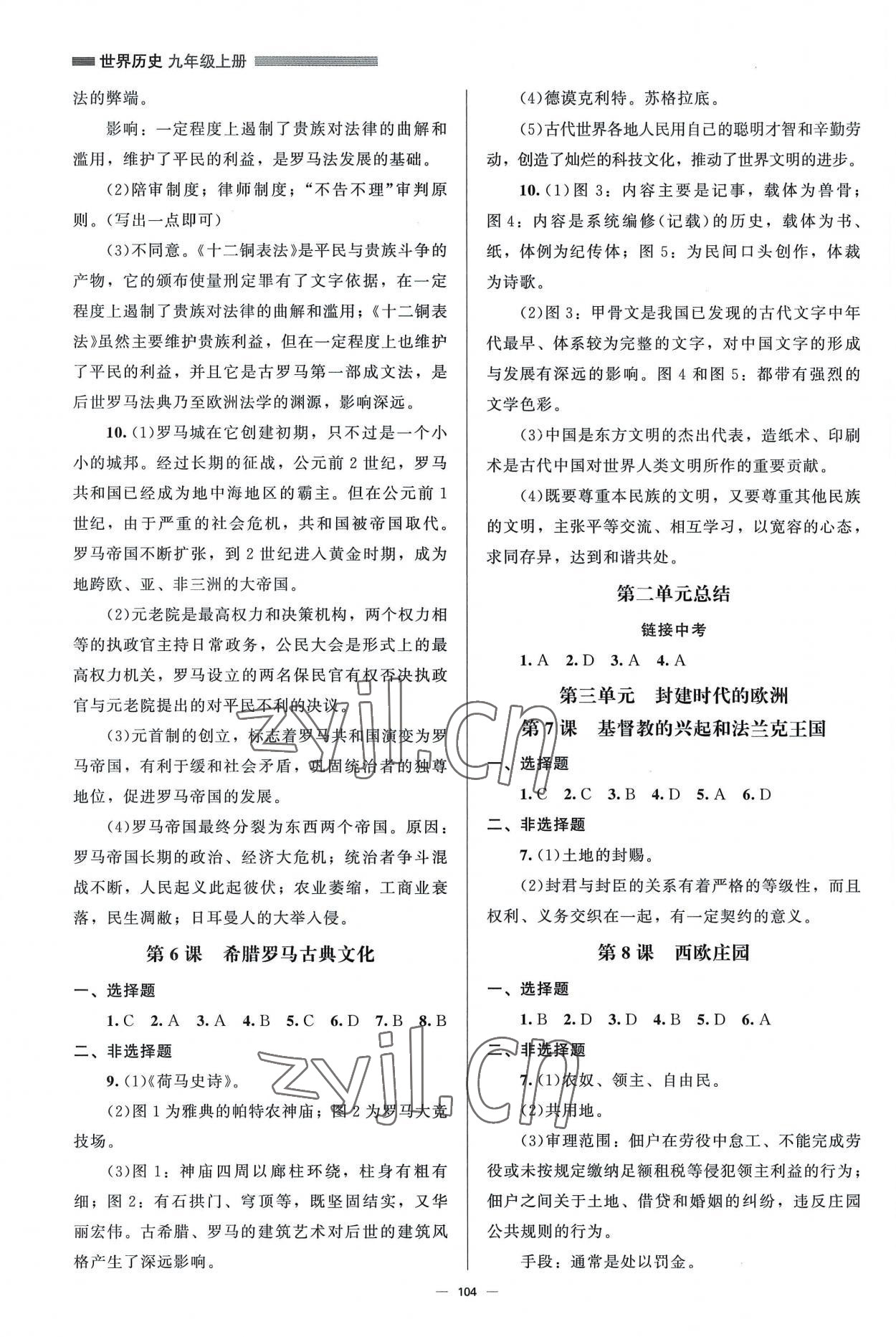 2022年初中同步練習(xí)冊(cè)九年級(jí)世界歷史上冊(cè)人教版北京師范大學(xué)出版社 第2頁(yè)