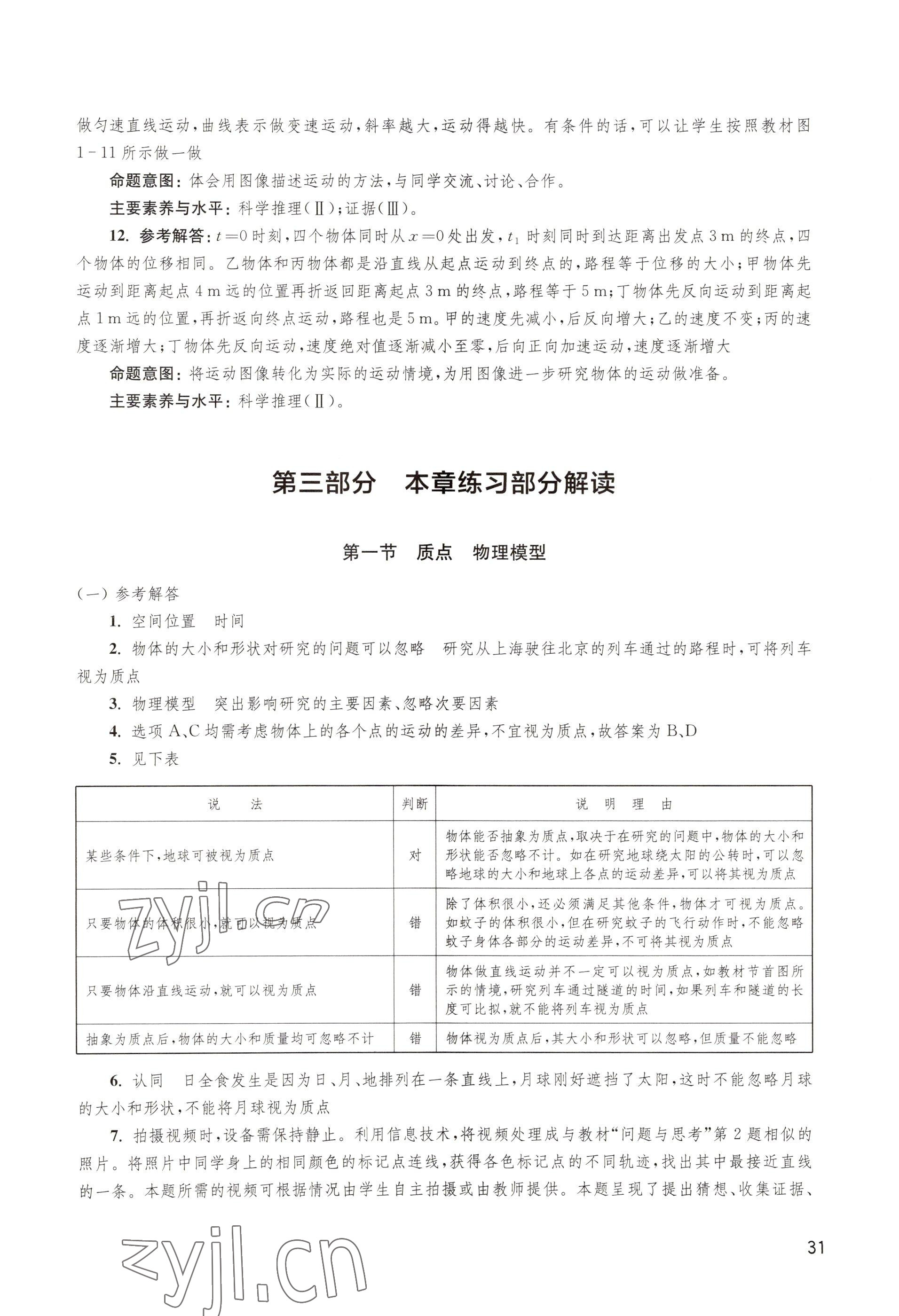 2022年教材課本高中物理必修第一冊(cè)滬教版 參考答案第31頁(yè)