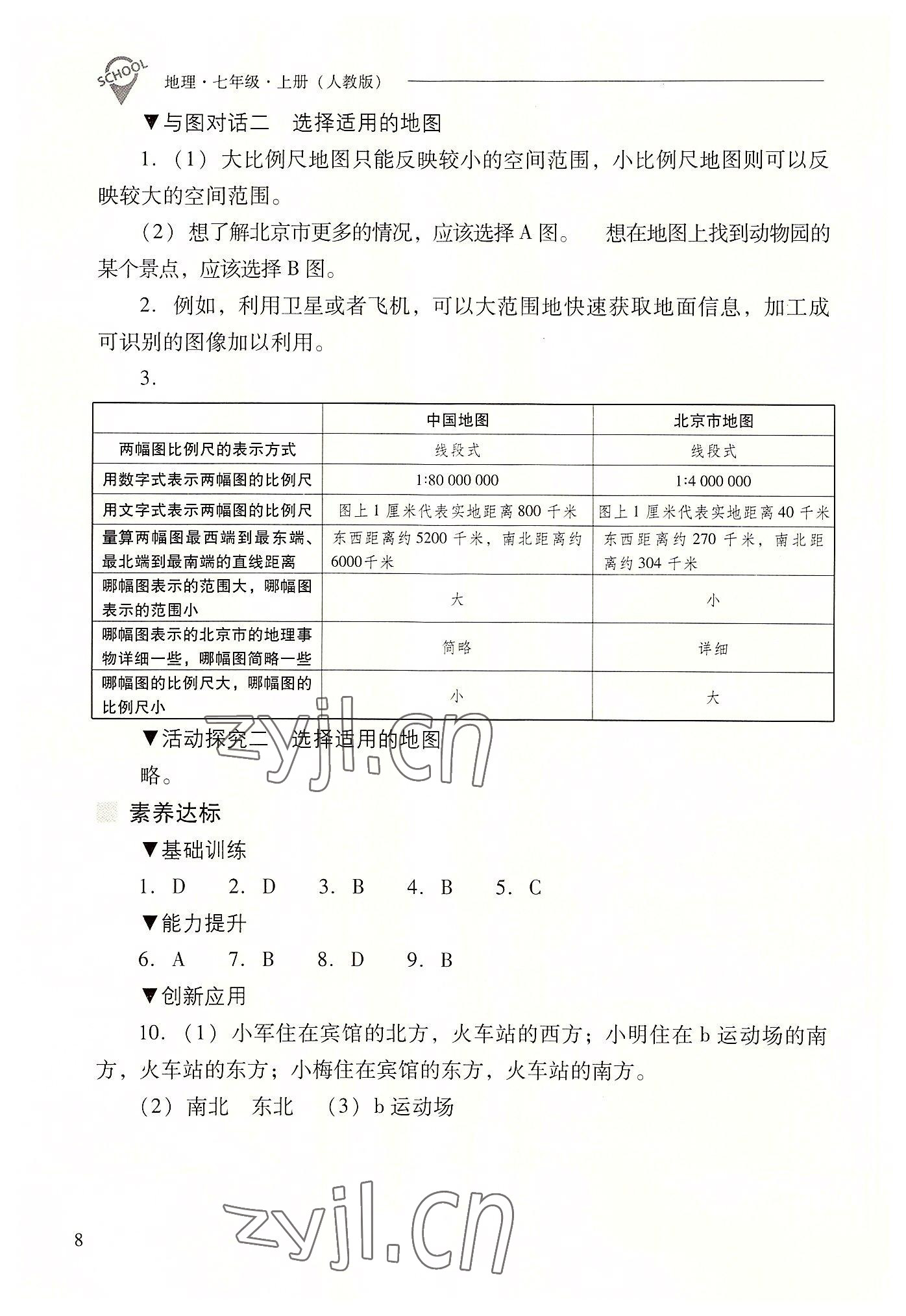 2022年新課程問題解決導(dǎo)學(xué)方案七年級(jí)地理上冊(cè)人教版 參考答案第8頁(yè)