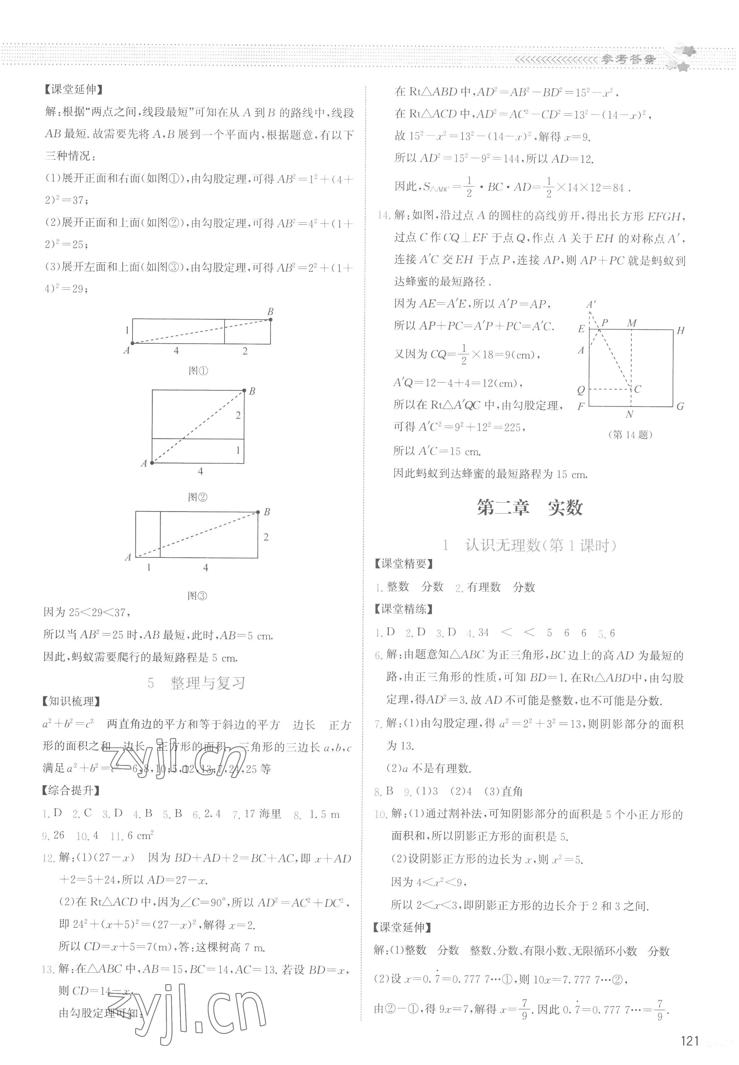 2022年課堂精練八年級數(shù)學(xué)上冊北師大版云南專版 參考答案第2頁