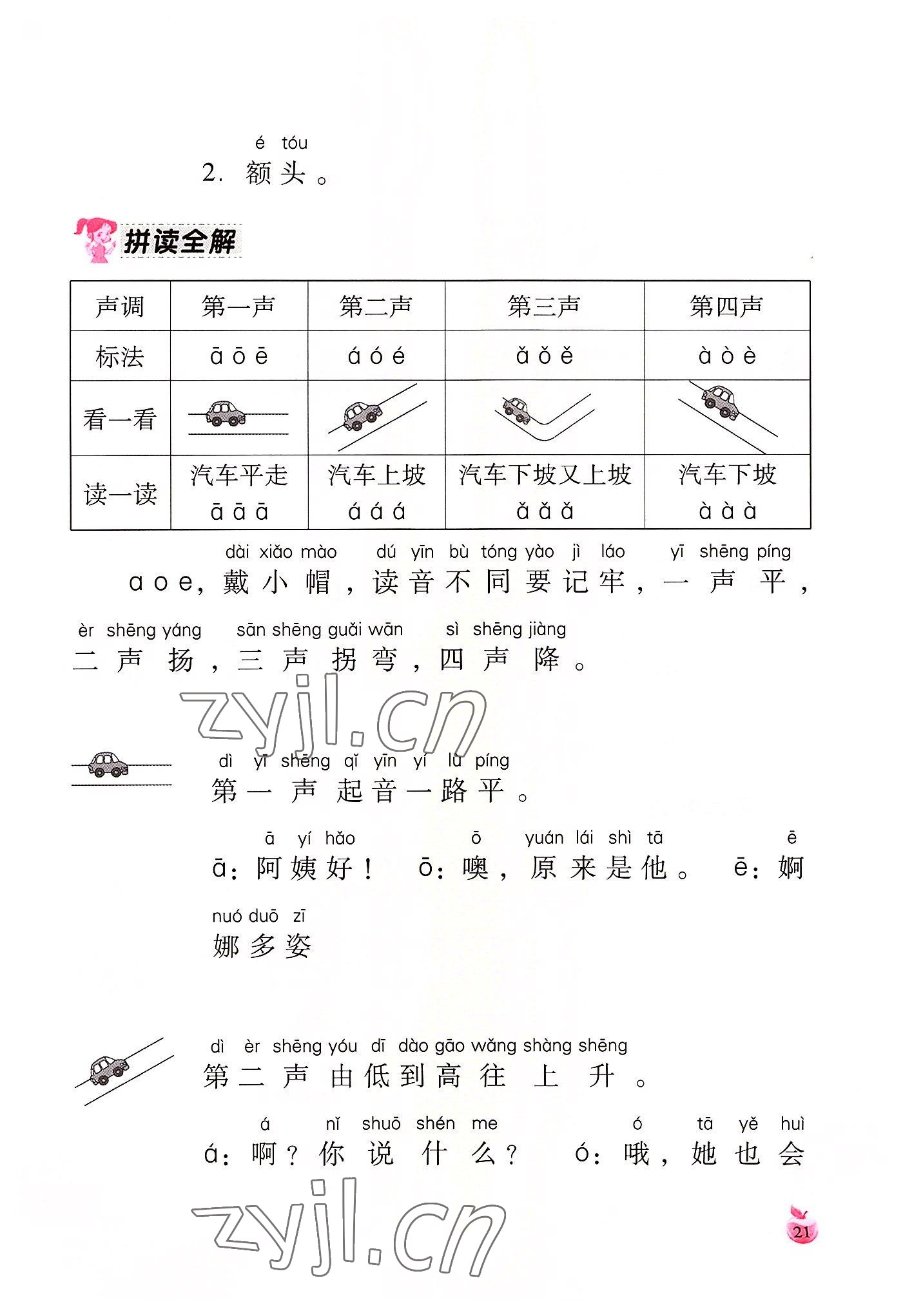 2022年小学生词语手册云南教育出版社一年级语文上册人教版 参考答案第21页