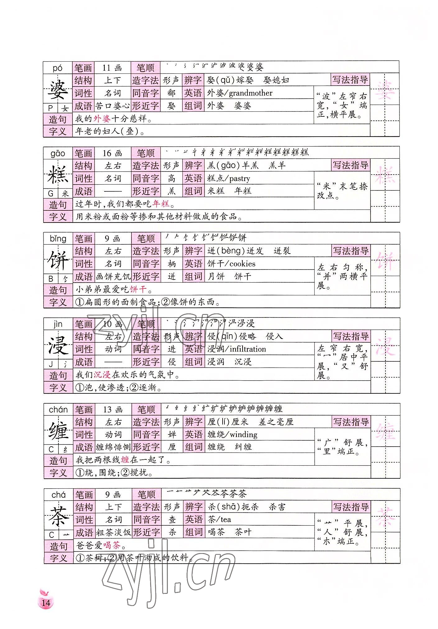 2022年小学生词语手册云南教育出版社五年级语文上册人教版 参考答案第14页