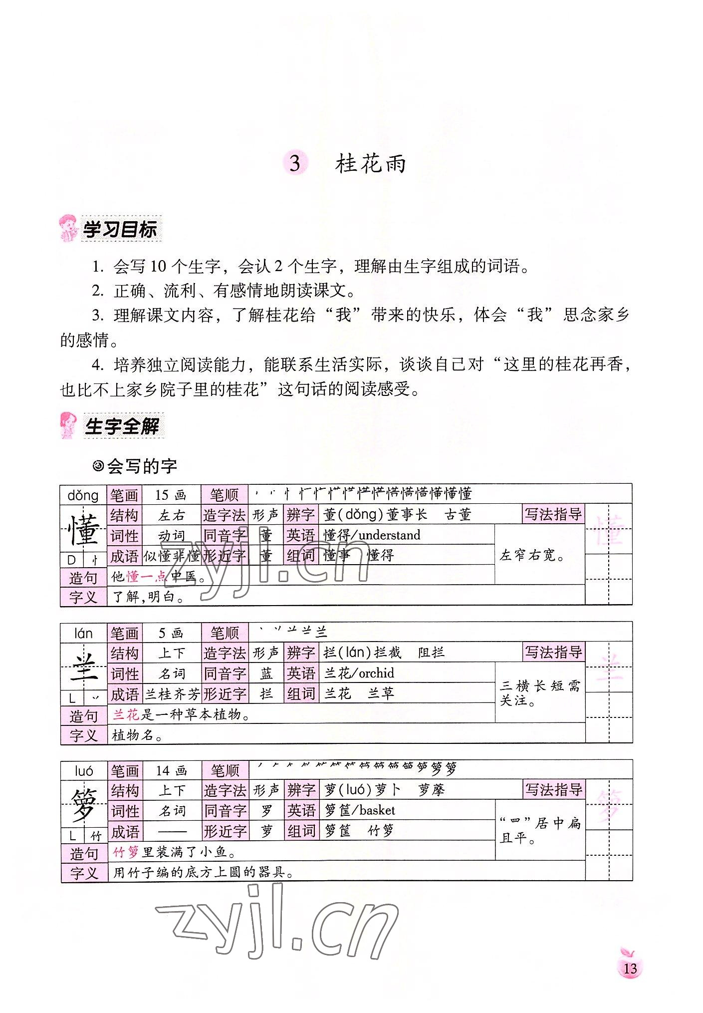 2022年小学生词语手册云南教育出版社五年级语文上册人教版 参考答案第13页