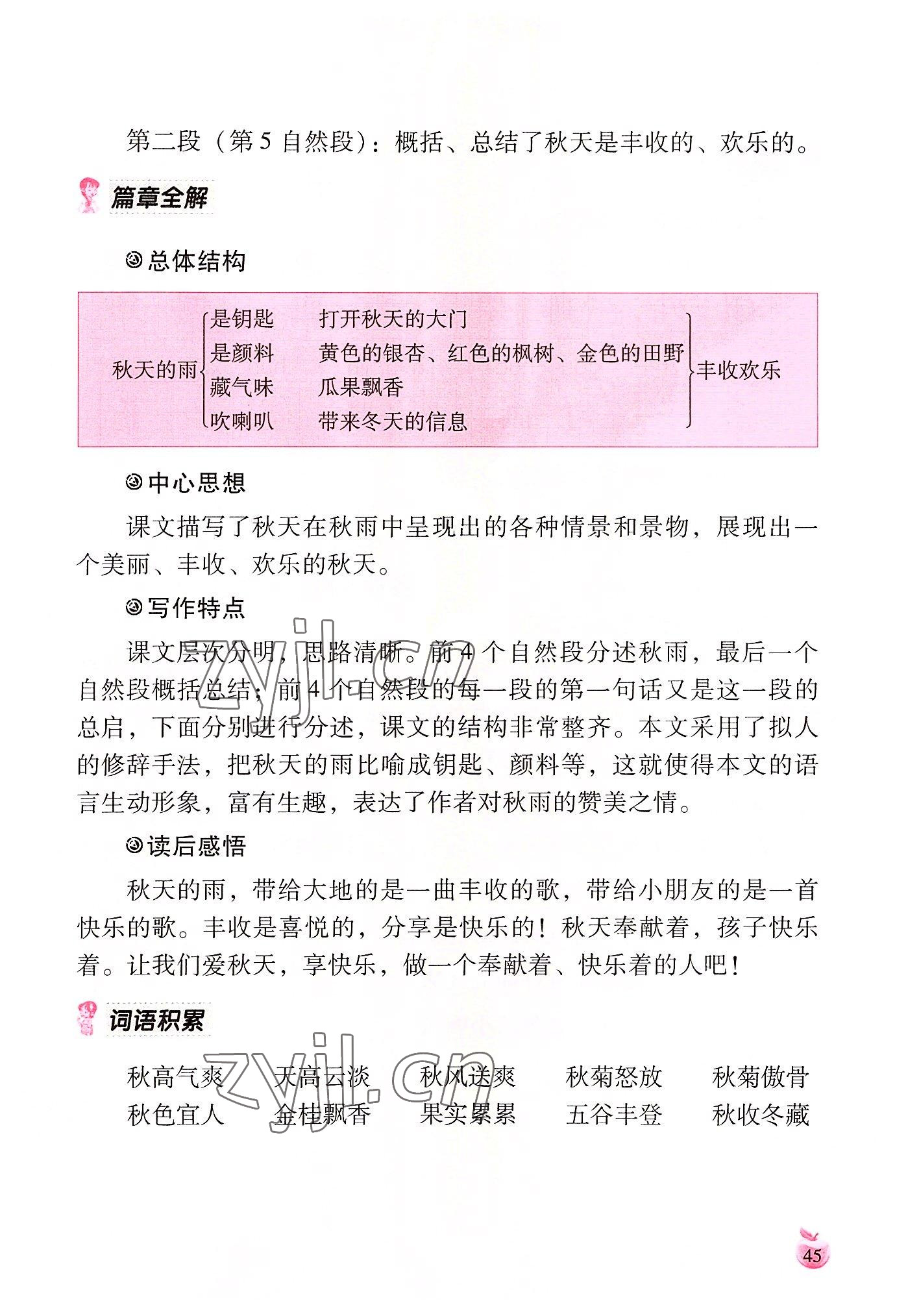 2022年小學生詞語手冊云南教育出版社三年級語文上冊人教版 參考答案第45頁