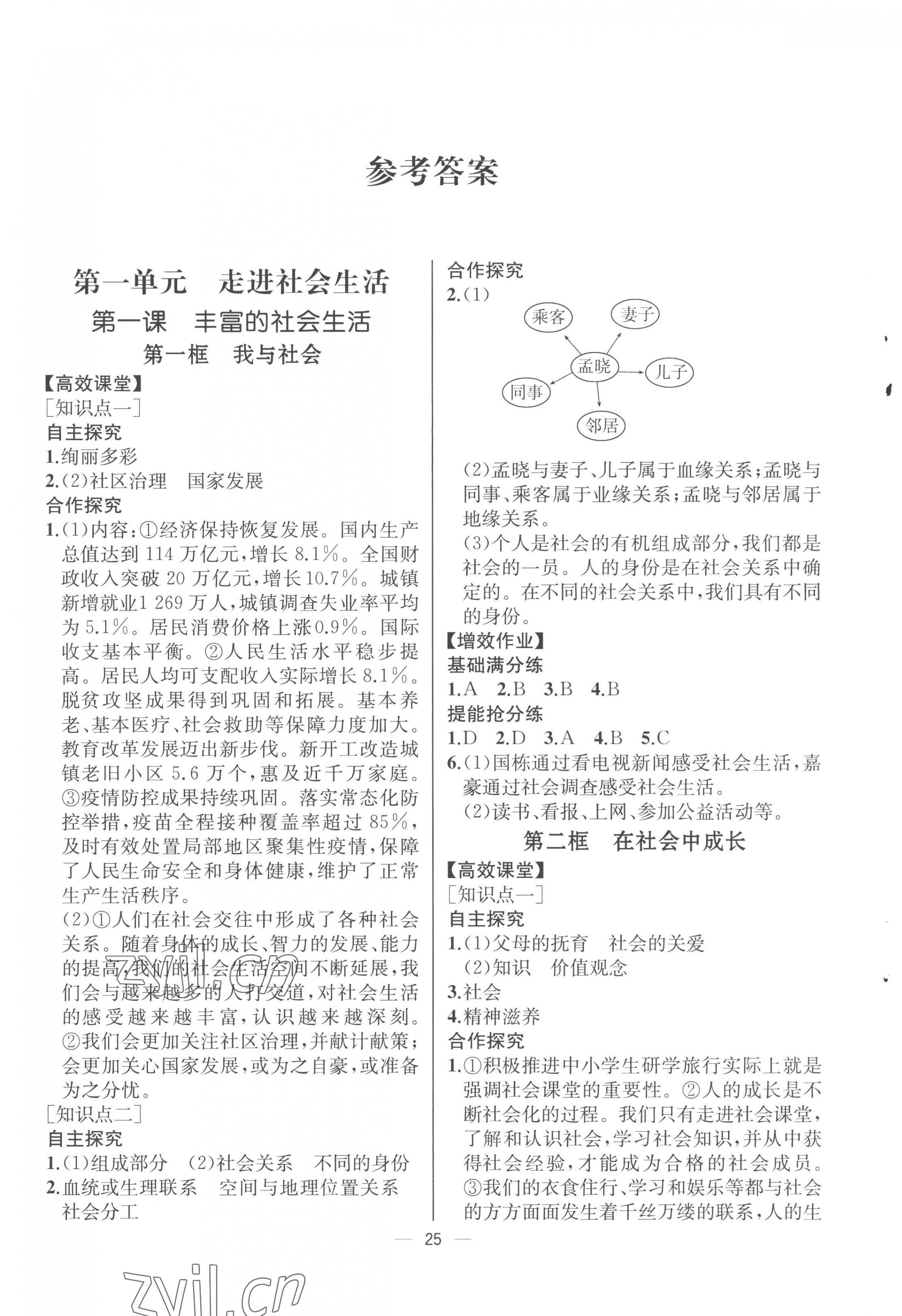 2022年人教金學(xué)典同步解析與測(cè)評(píng)八年級(jí)道德與法治上冊(cè)人教版云南專版 第1頁(yè)