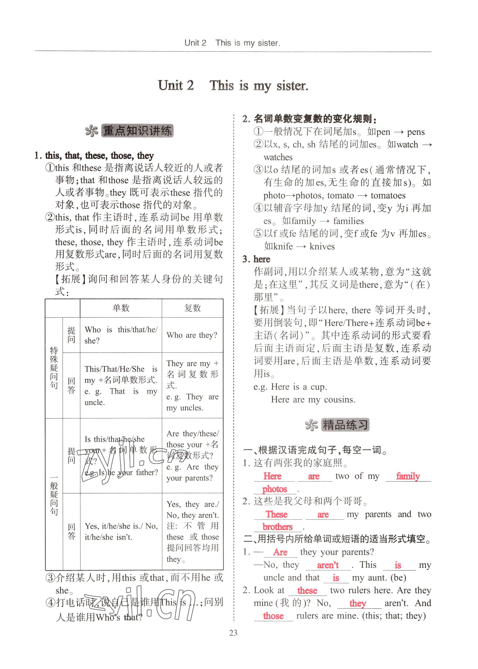 2022年指南针高分必备七年级英语上册人教版 参考答案第23页