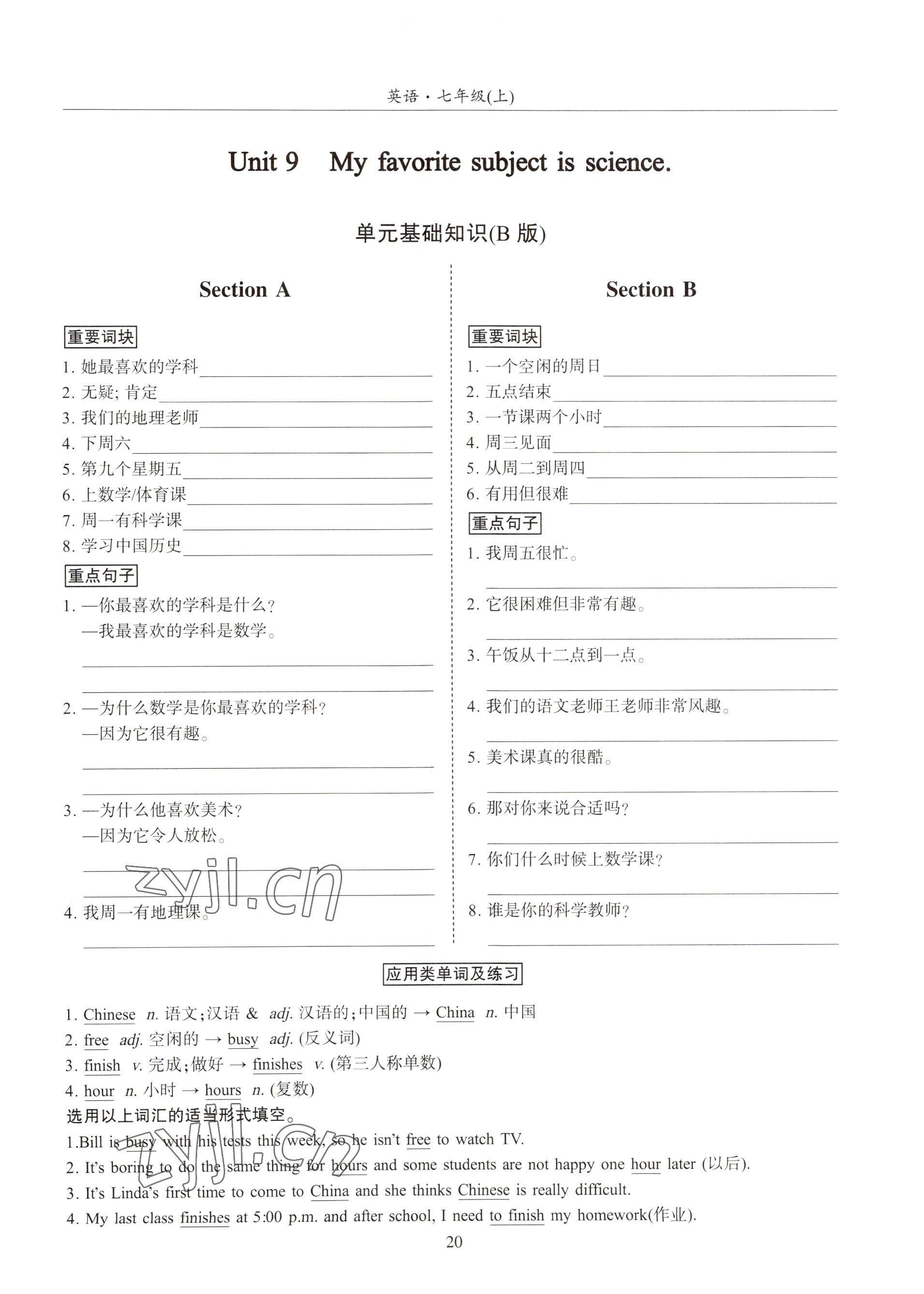 2022年指南针高分必备七年级英语上册人教版 参考答案第19页