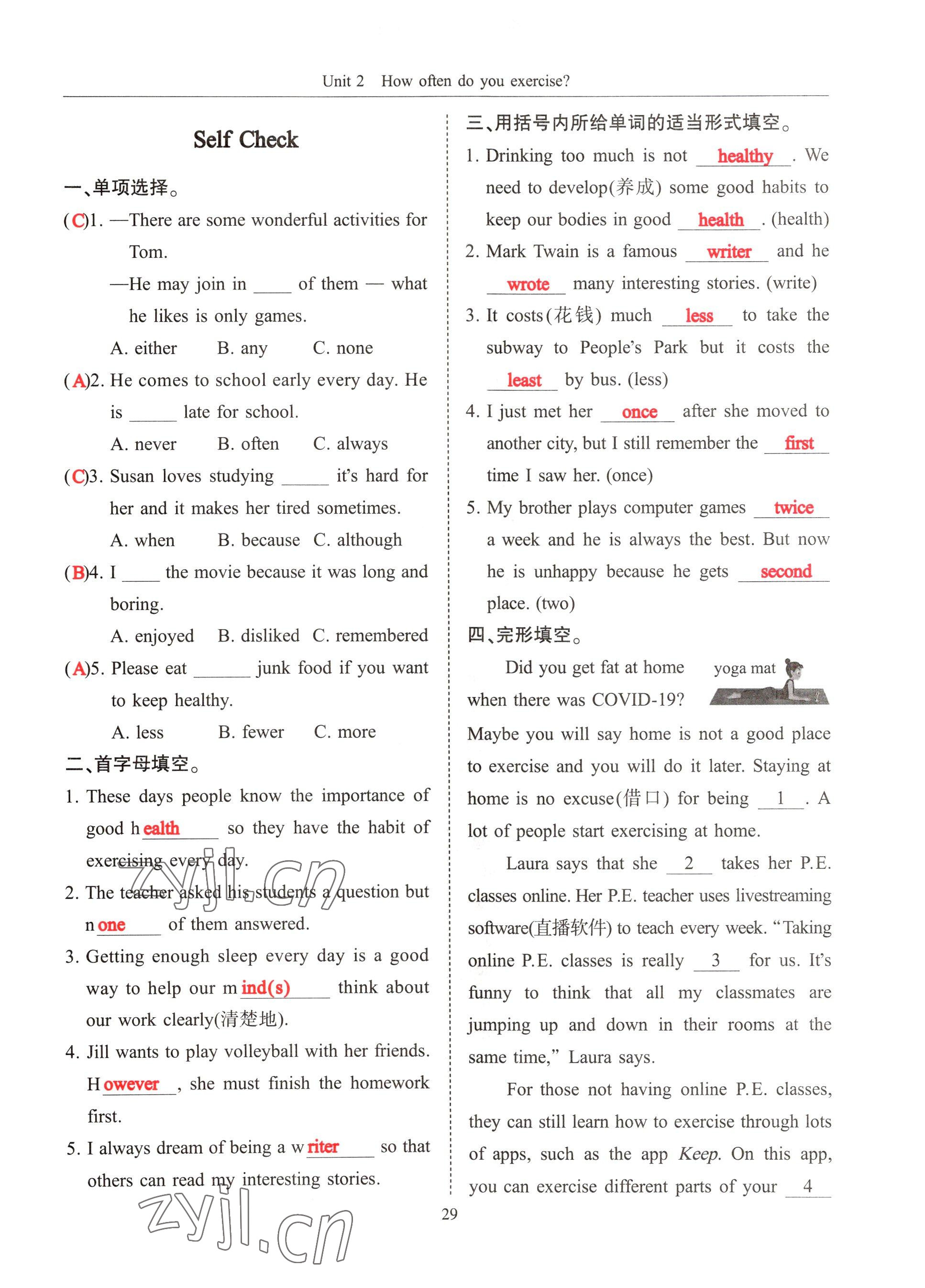 2022年指南针高分必备八年级英语上册人教版 参考答案第29页