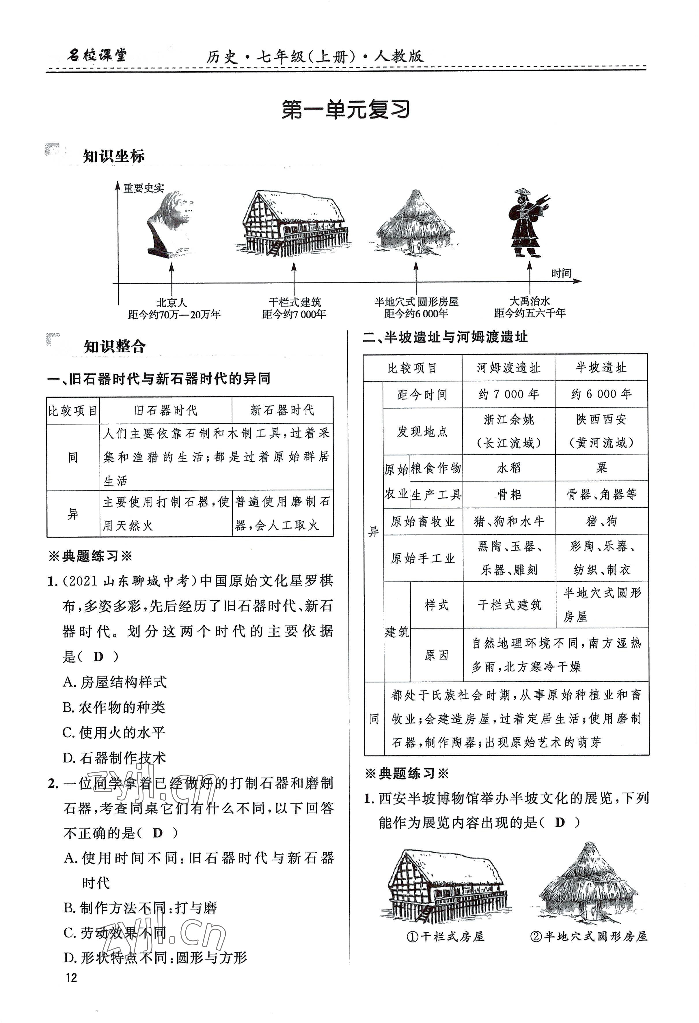 2022年名校課堂貴州人民出版社七年級歷史上冊人教版 參考答案第12頁