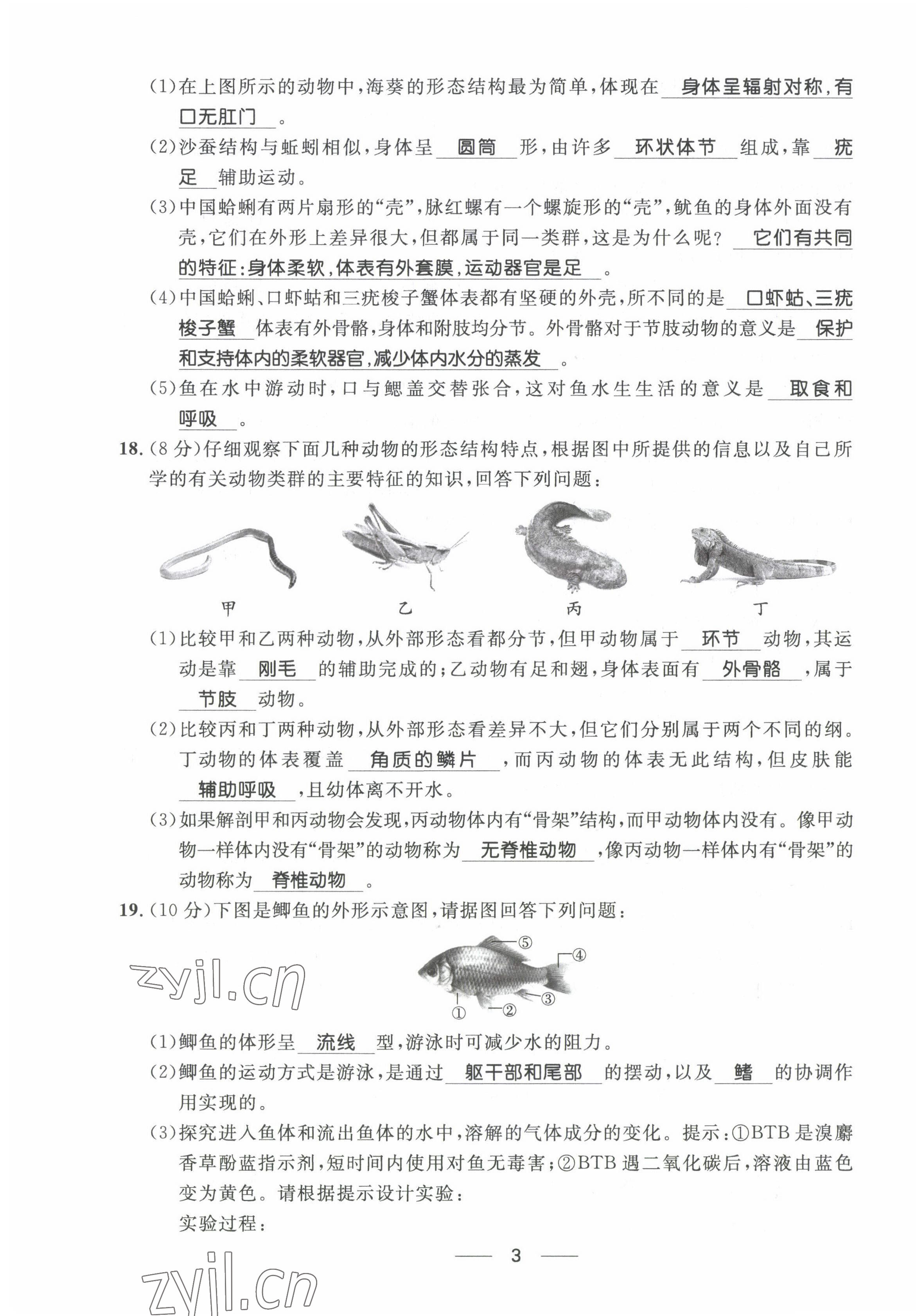 2022年名校課堂貴州人民出版社八年級(jí)生物上冊(cè)人教版 第3頁(yè)