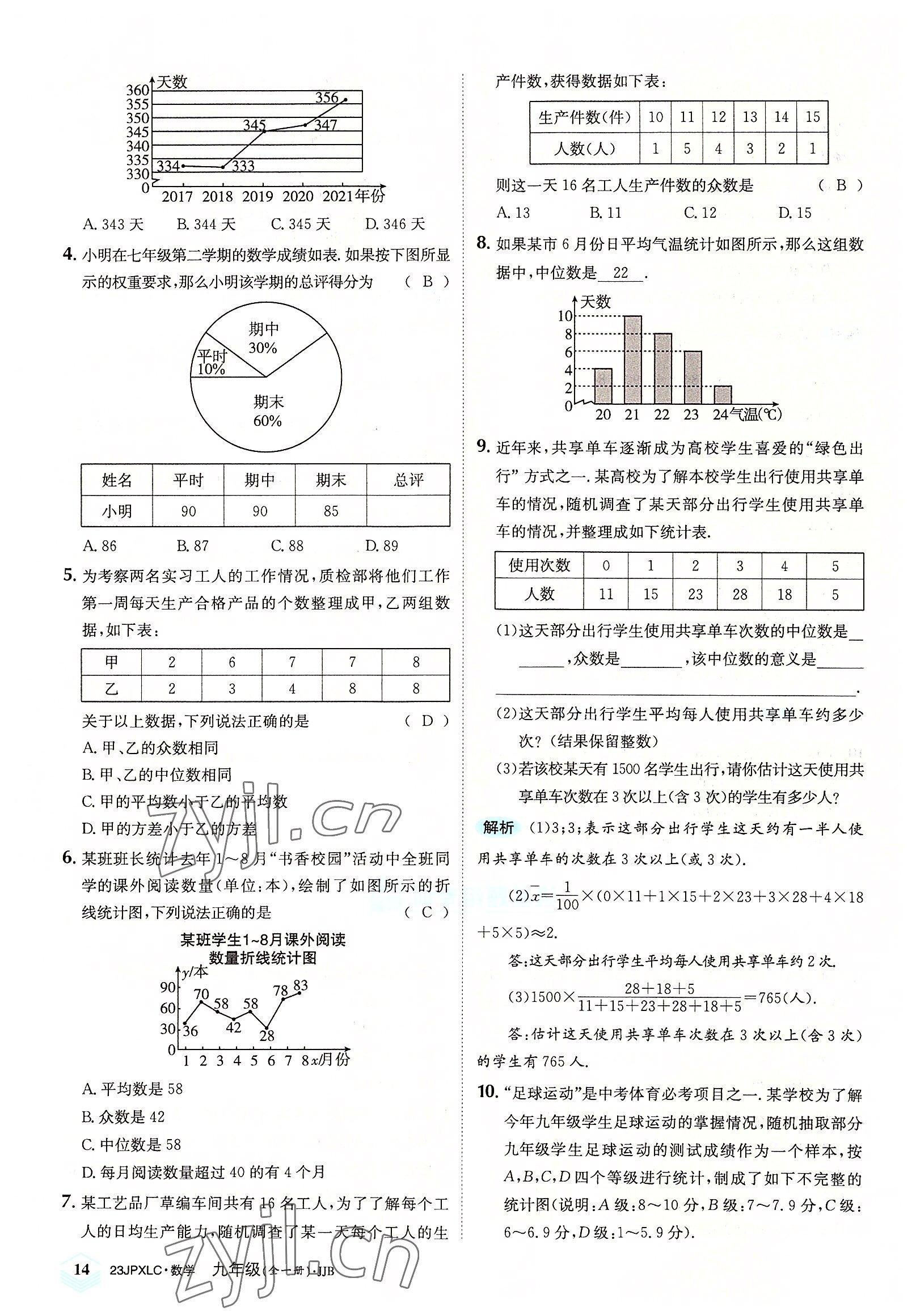 2022年金牌學練測九年級數學全一冊冀教版 參考答案第14頁