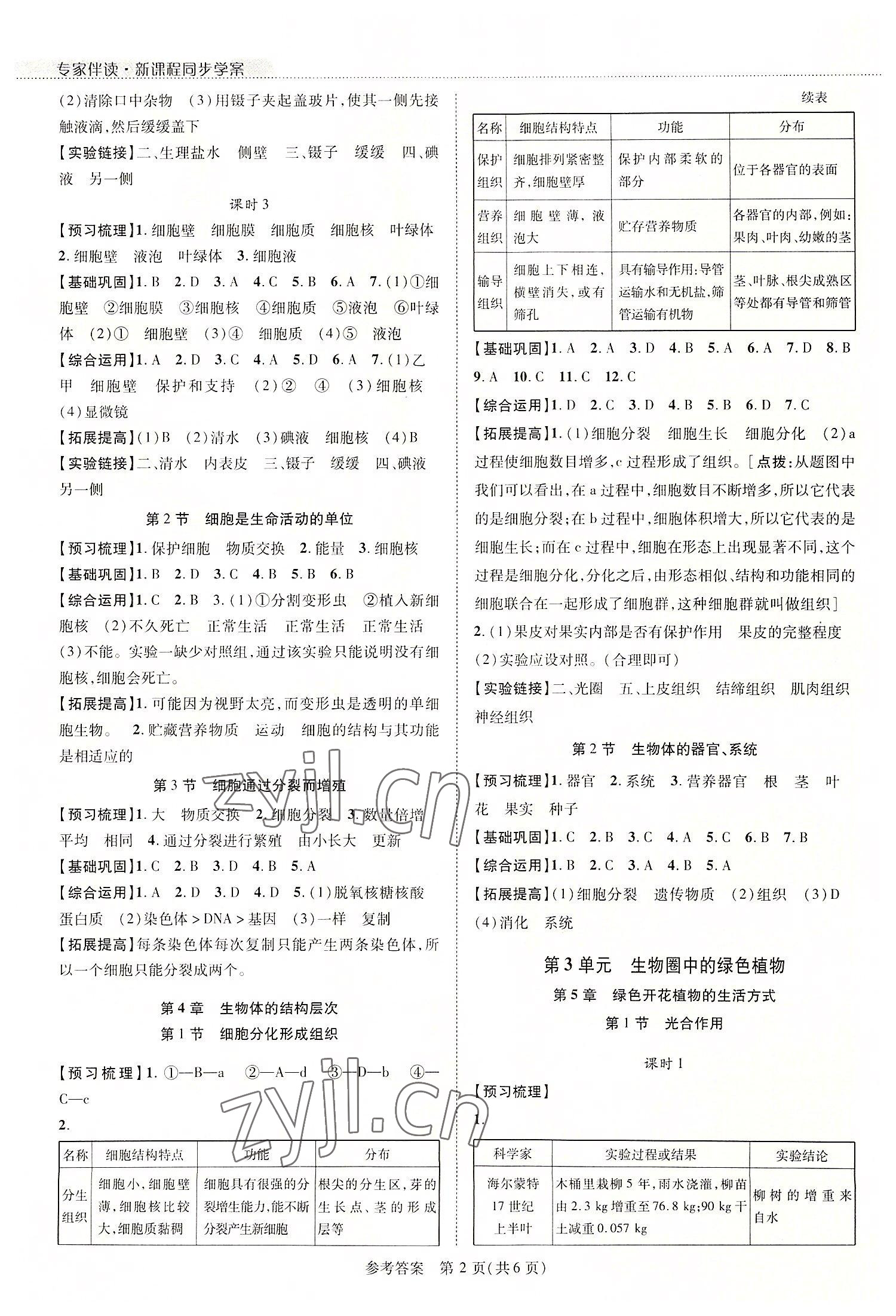 2022年新课程同步学案七年级生物上册北师大版 第2页