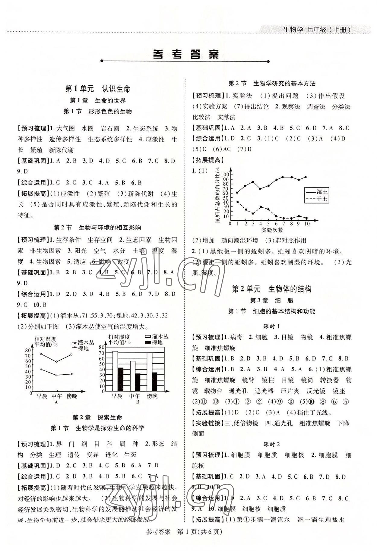 2022年新课程同步学案七年级生物上册北师大版 第1页