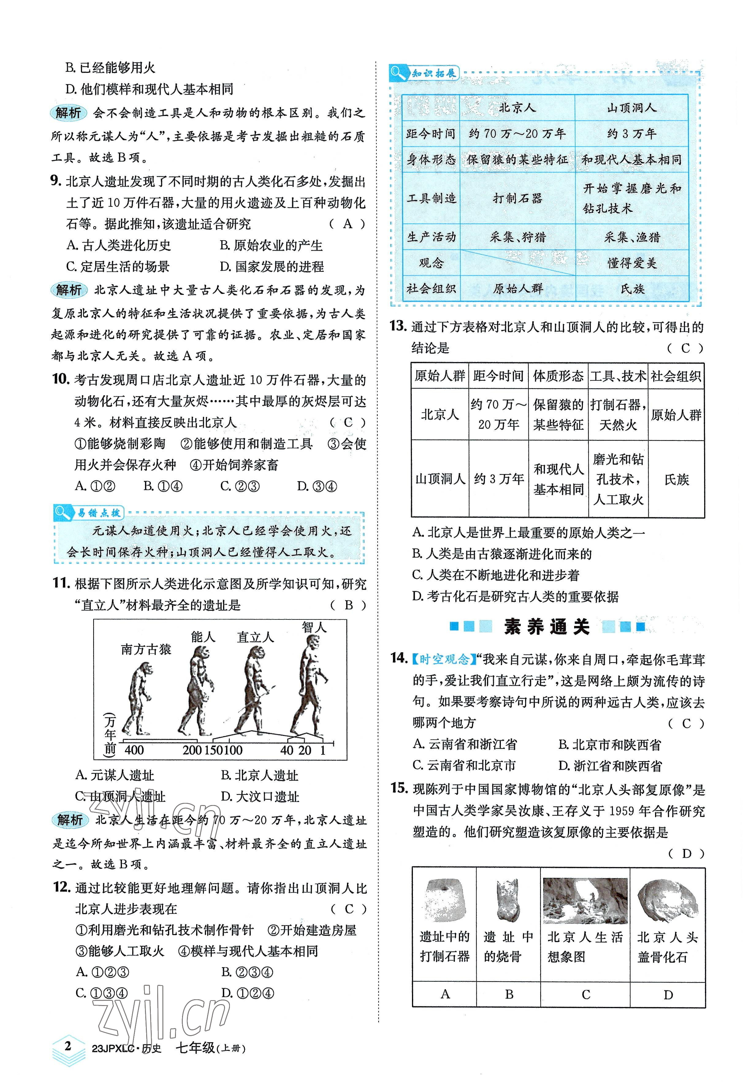 2022年金牌學(xué)練測七年級歷史上冊人教版 參考答案第2頁