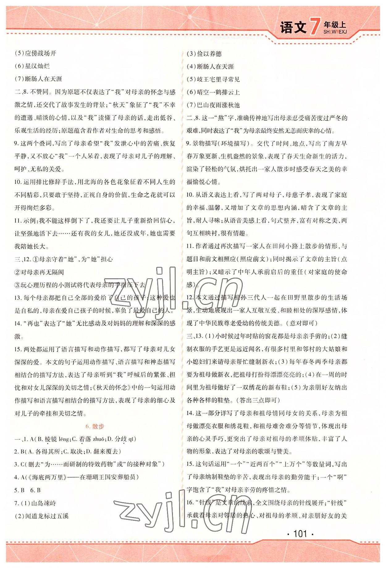 2022年精析巧练七年级语文上册人教版 第3页