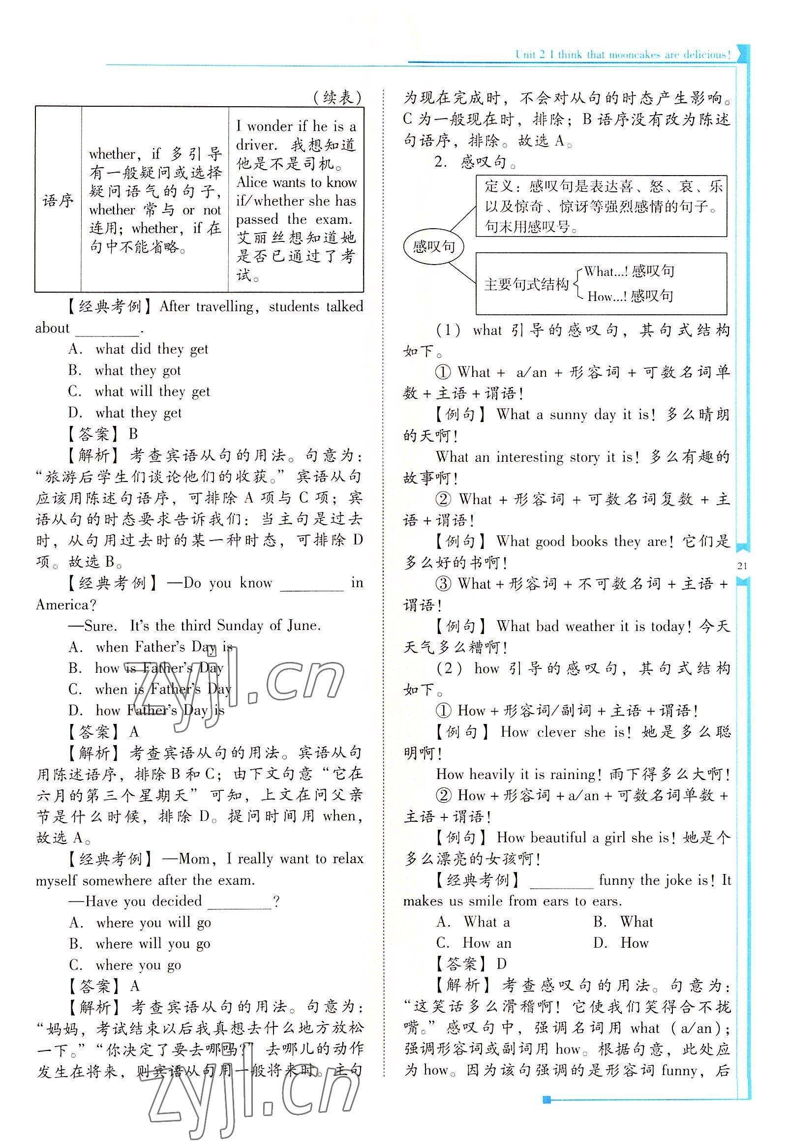 2022年云南省标准教辅优佳学案九年级英语全一册人教版 参考答案第21页