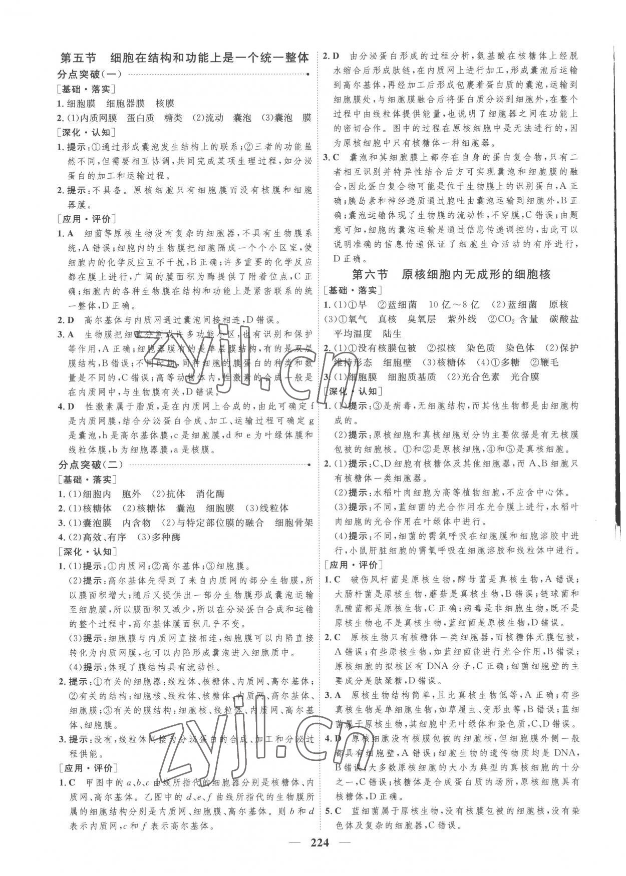 2022年三維設(shè)計(jì)高中生物必修1浙科版 參考答案第8頁(yè)