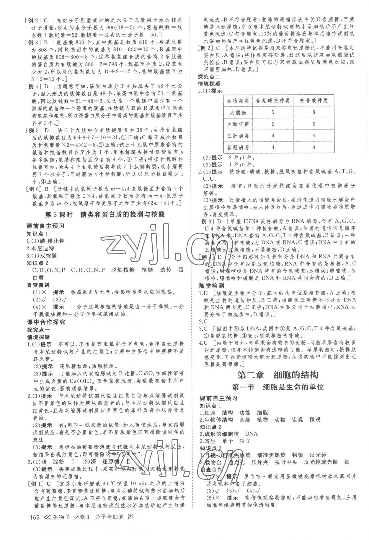 2022年創(chuàng)新設(shè)計(jì)高一生物上冊(cè)浙科版 參考答案第5頁