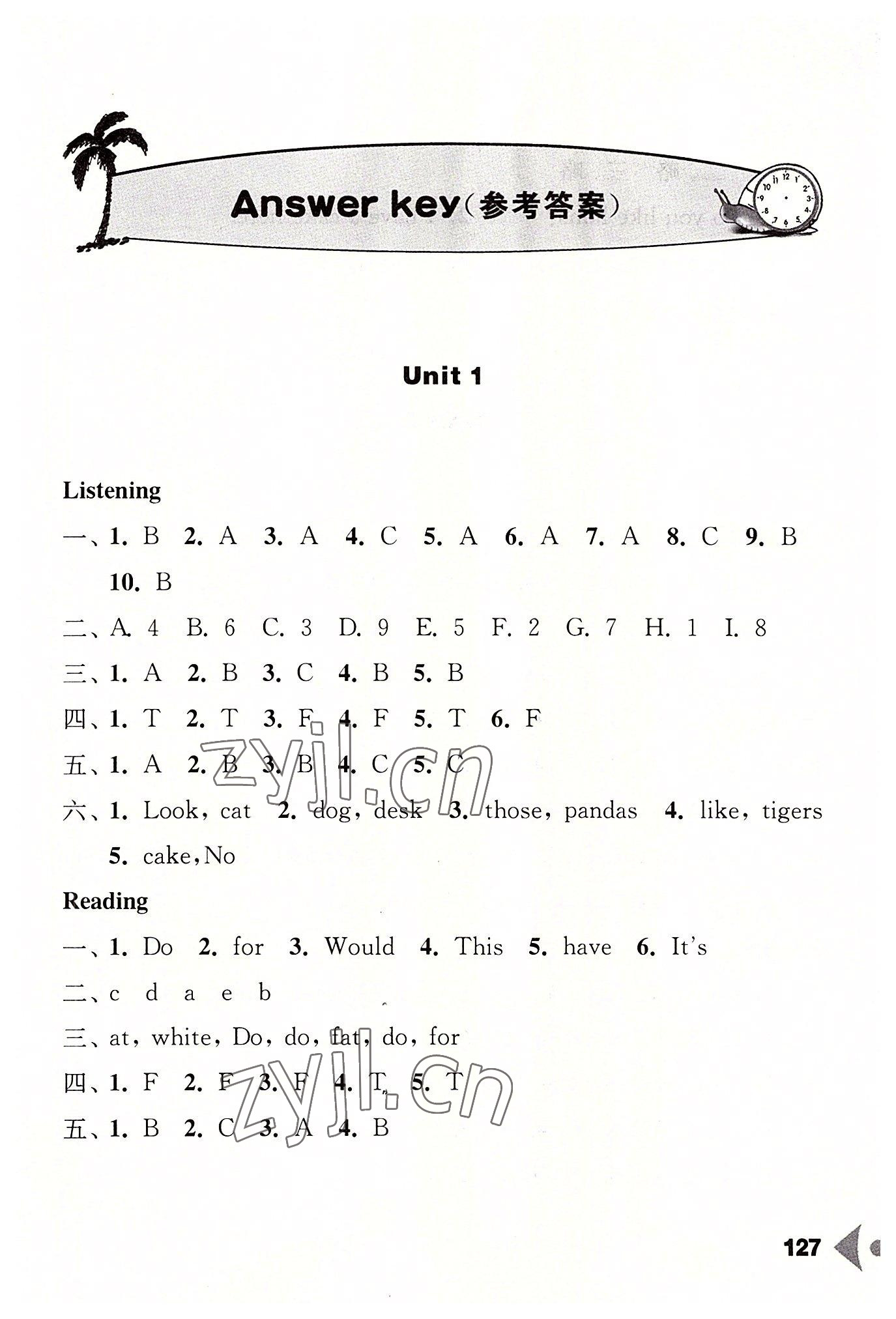 2022年任務(wù)型聽讀訓(xùn)練四年級英語上冊譯林版 參考答案第1頁