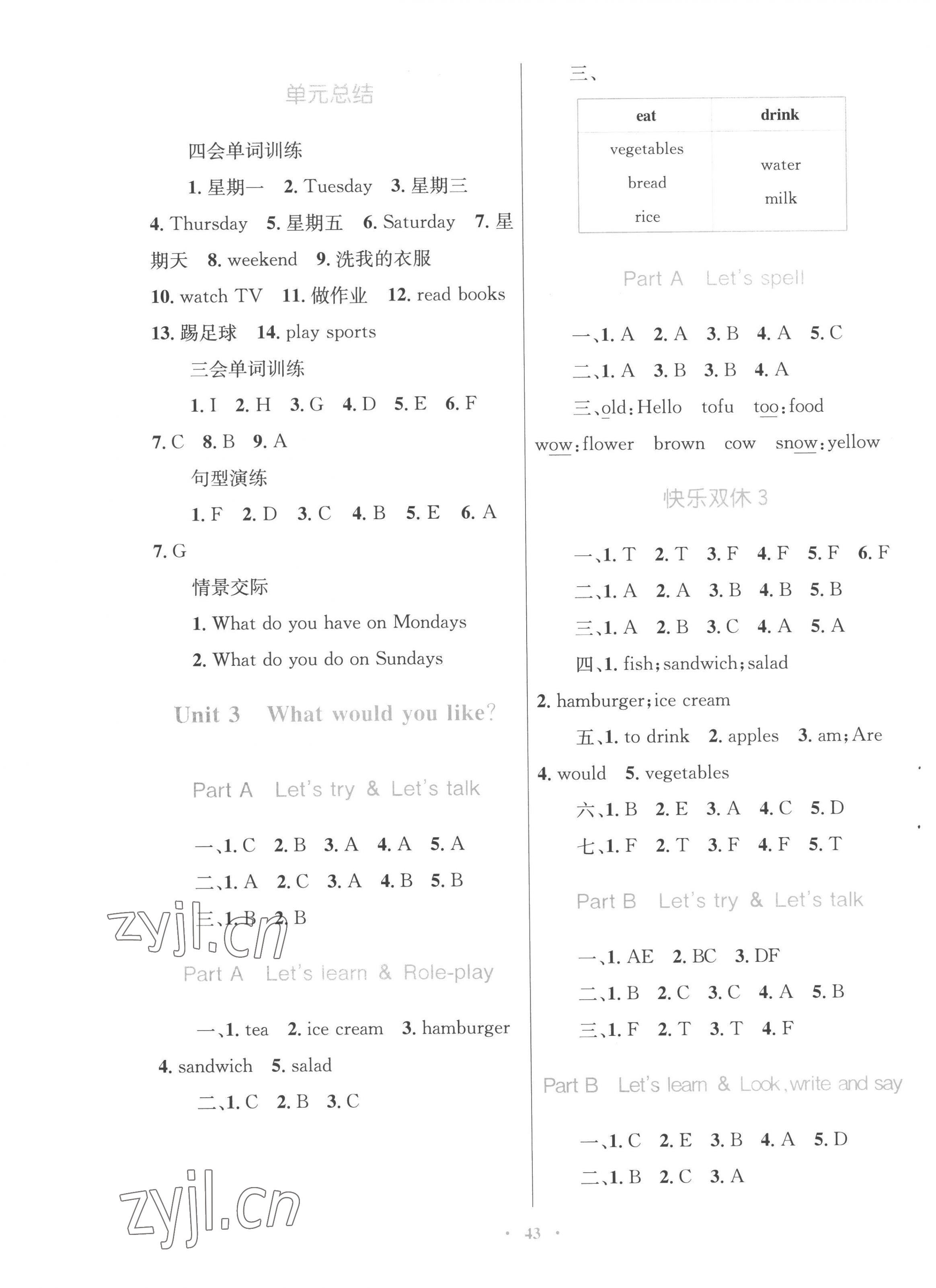 2022年快乐练练吧同步练习五年级英语上册人教版 第3页