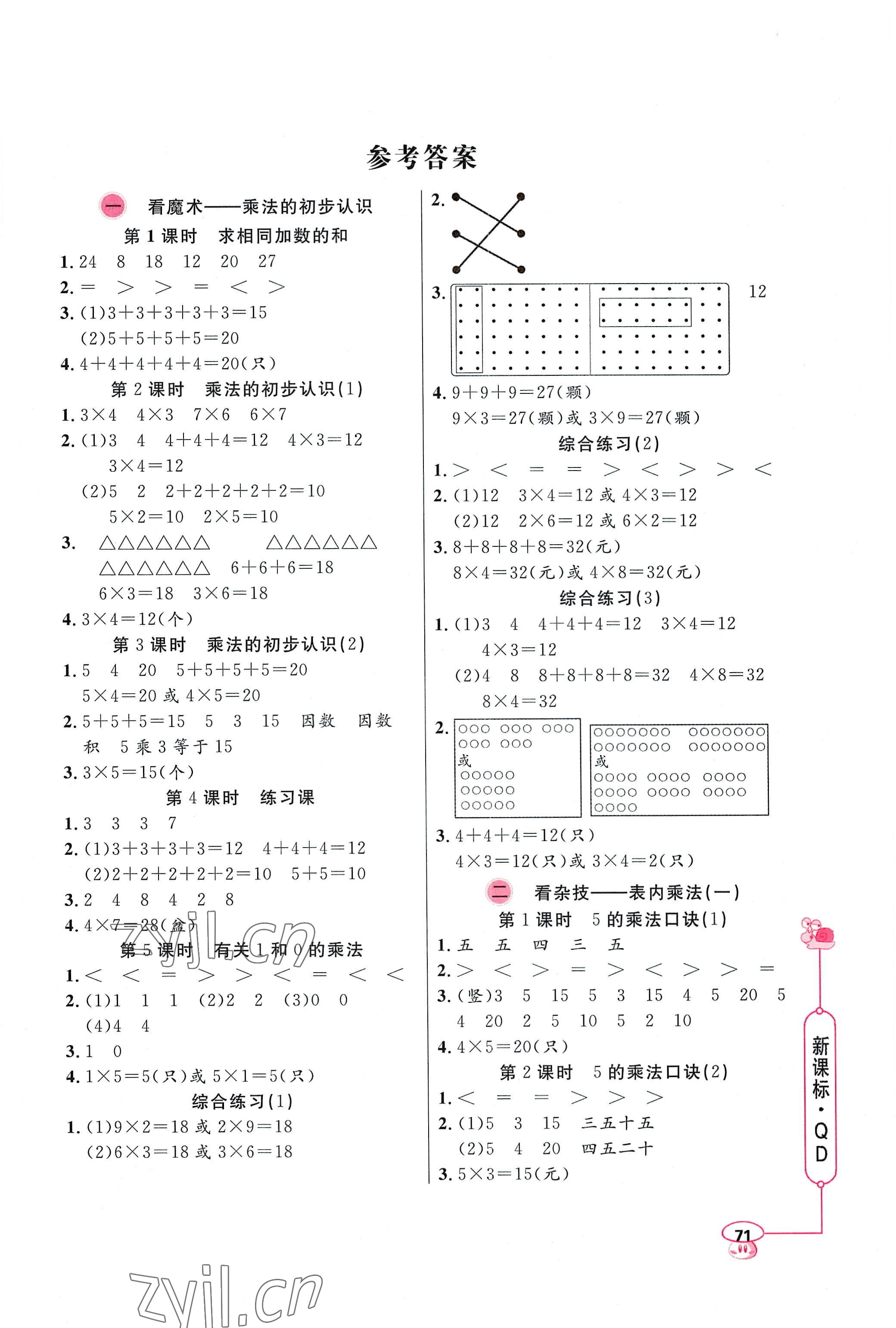 2022年應(yīng)用題天天練山東畫報出版社二年級數(shù)學(xué)上冊青島版 第1頁