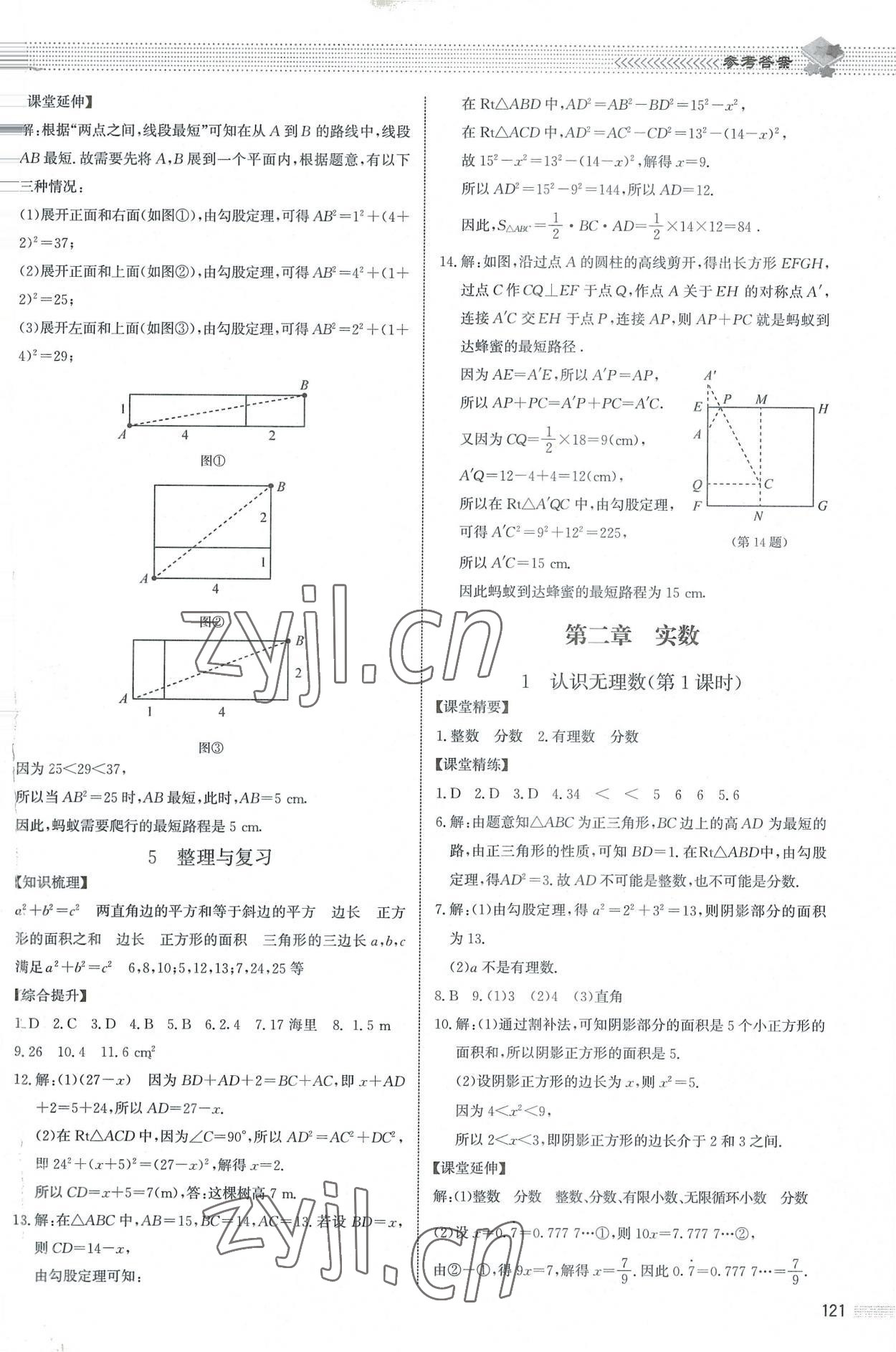 2022年課堂精練八年級數(shù)學上冊北師大版江西專版 參考答案第2頁