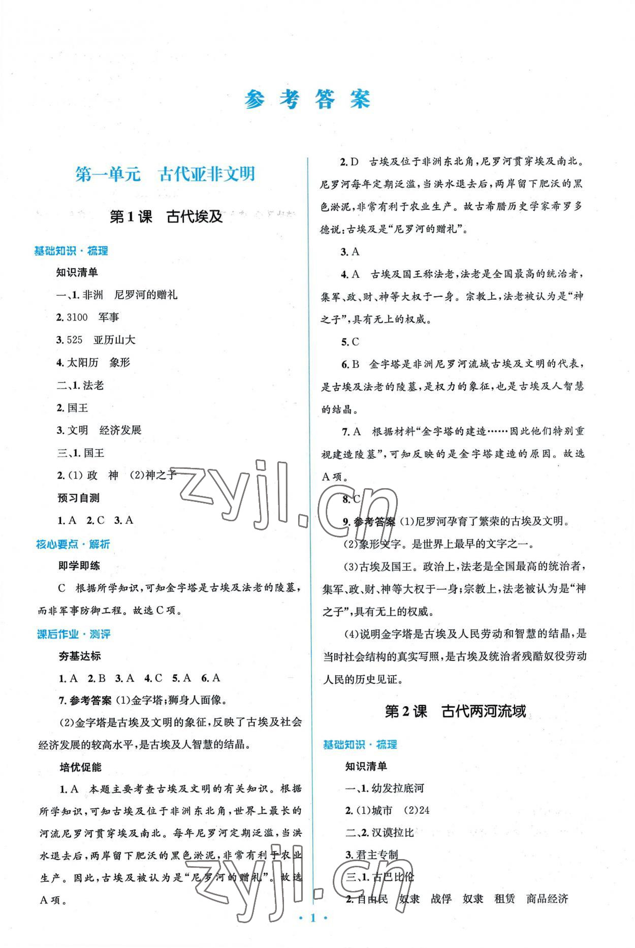 2022年同步解析與測評學考練九年級歷史上冊人教版精編版 第1頁