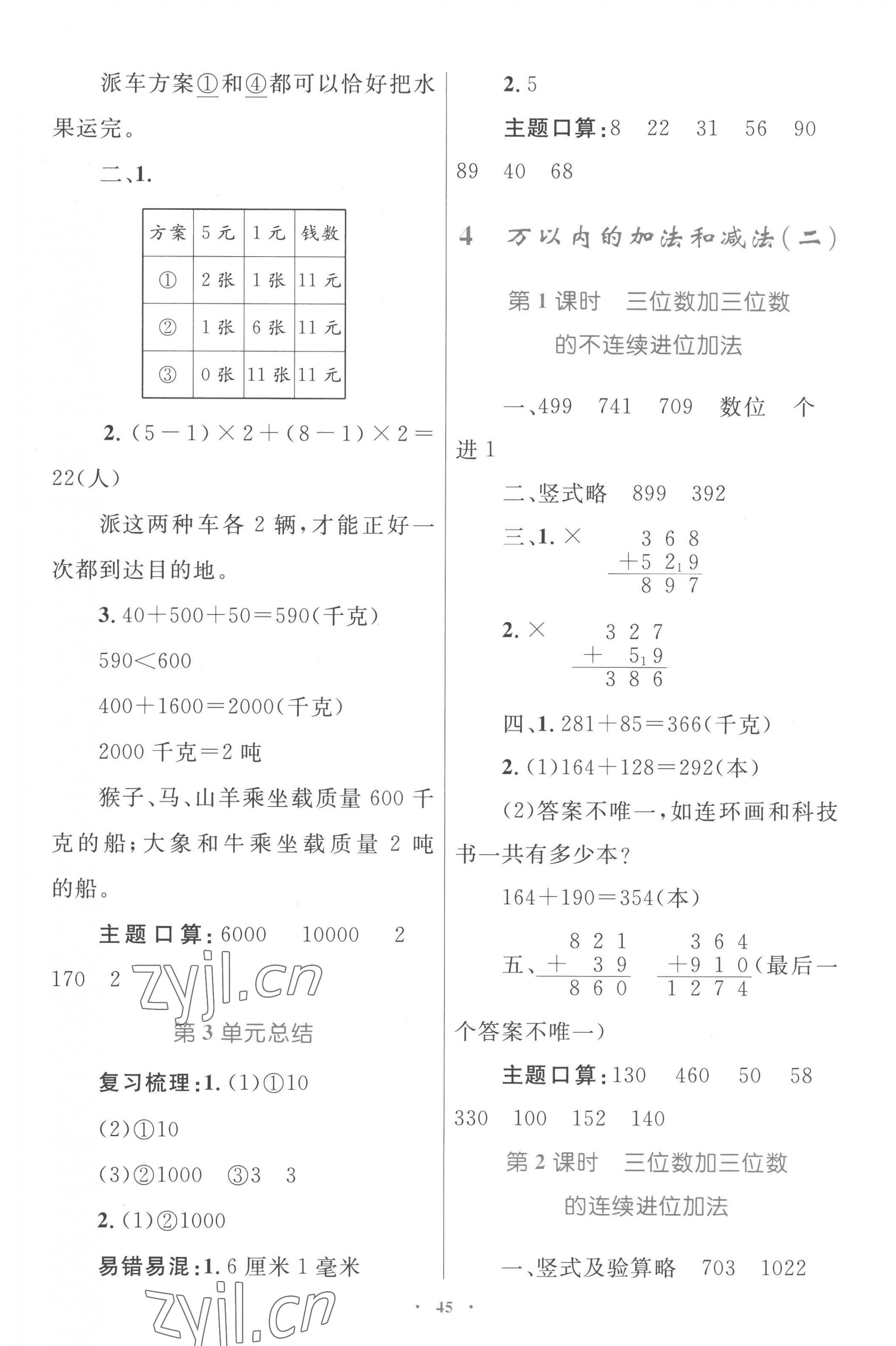 2022年同步學(xué)習(xí)目標(biāo)與檢測(cè)三年級(jí)數(shù)學(xué)上冊(cè)人教版 第5頁(yè)