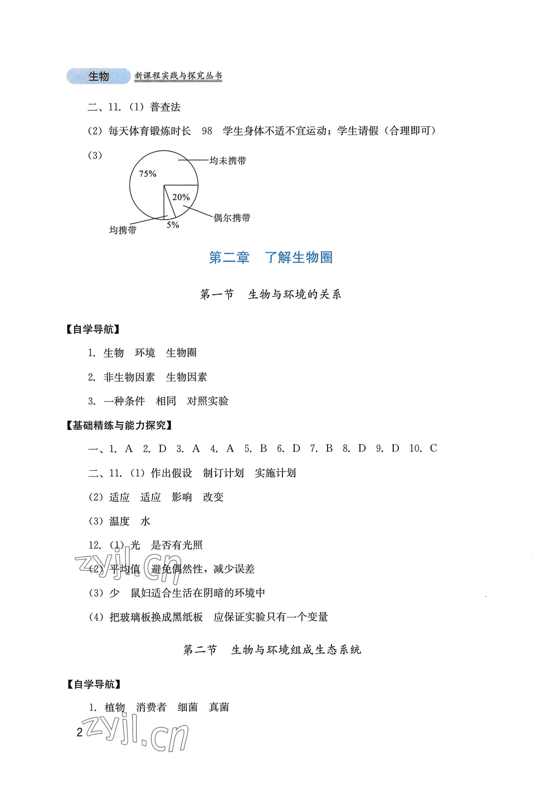 2022年新課程實(shí)踐與探究叢書(shū)七年級(jí)生物上冊(cè)人教版 第2頁(yè)