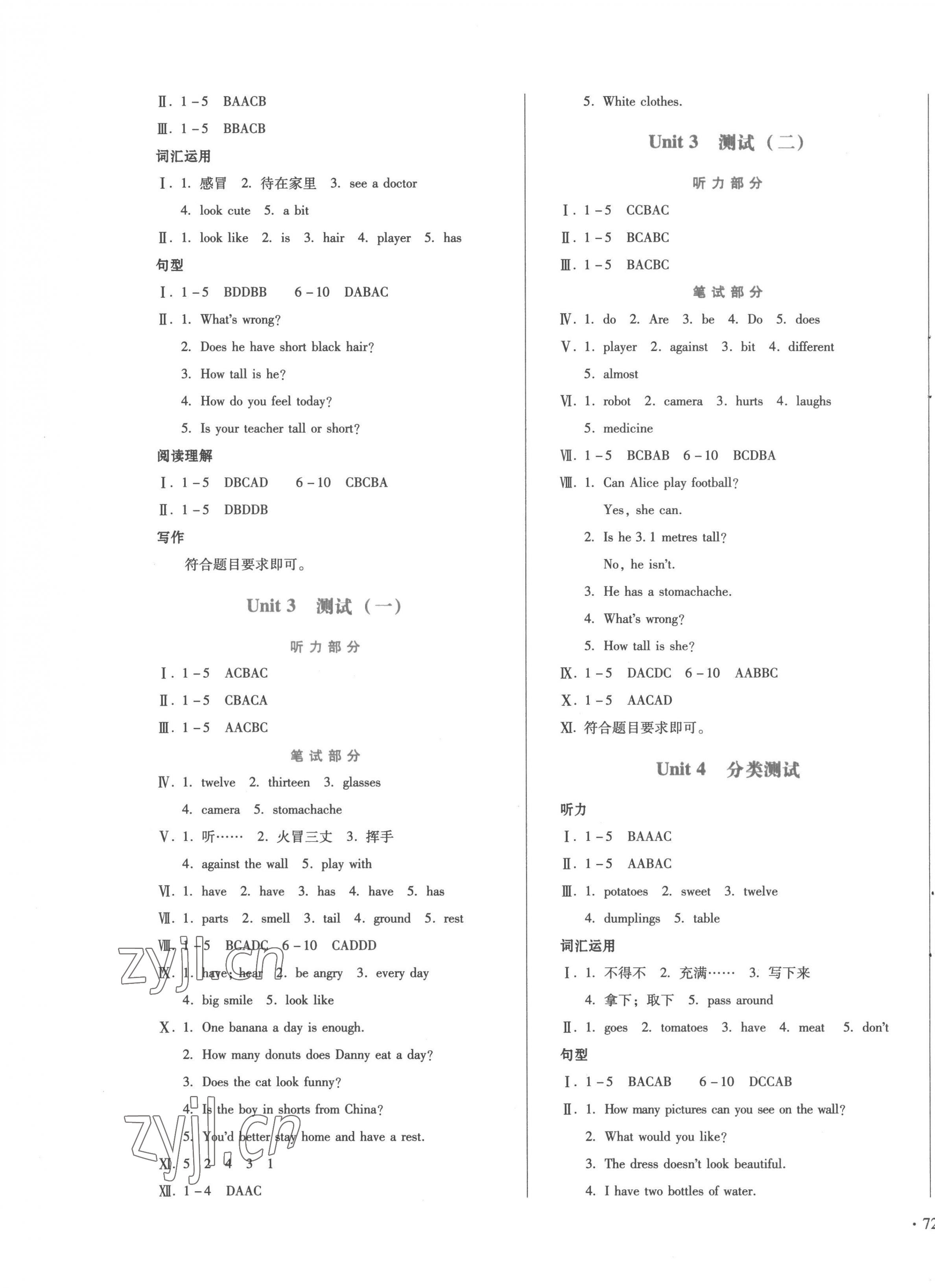 2022年中育1號金卷分類測試卷七年級英語上冊冀教版 第3頁