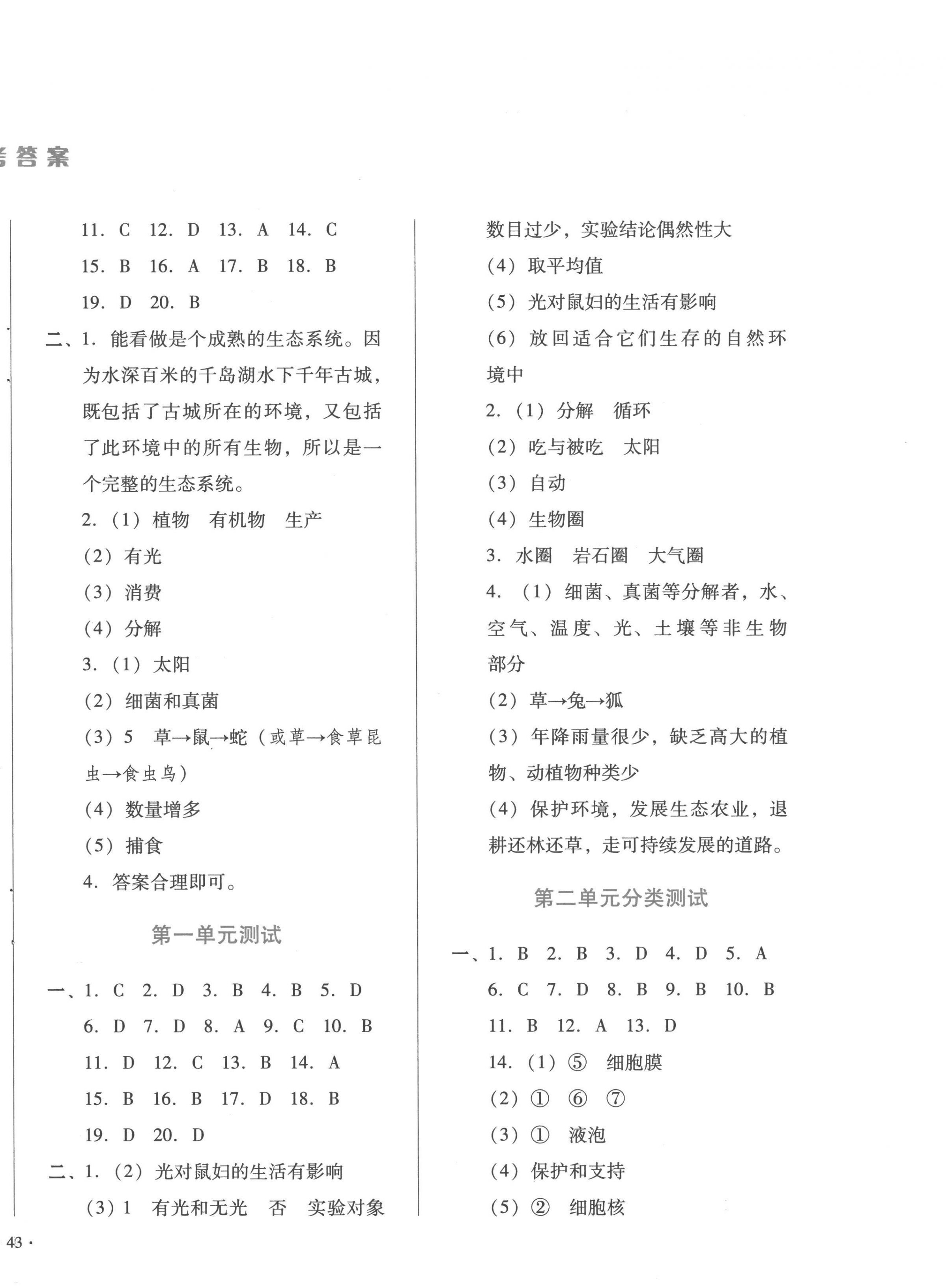 2022年中育1號金卷分類測試卷七年級生物學(xué)上冊人教版 第2頁