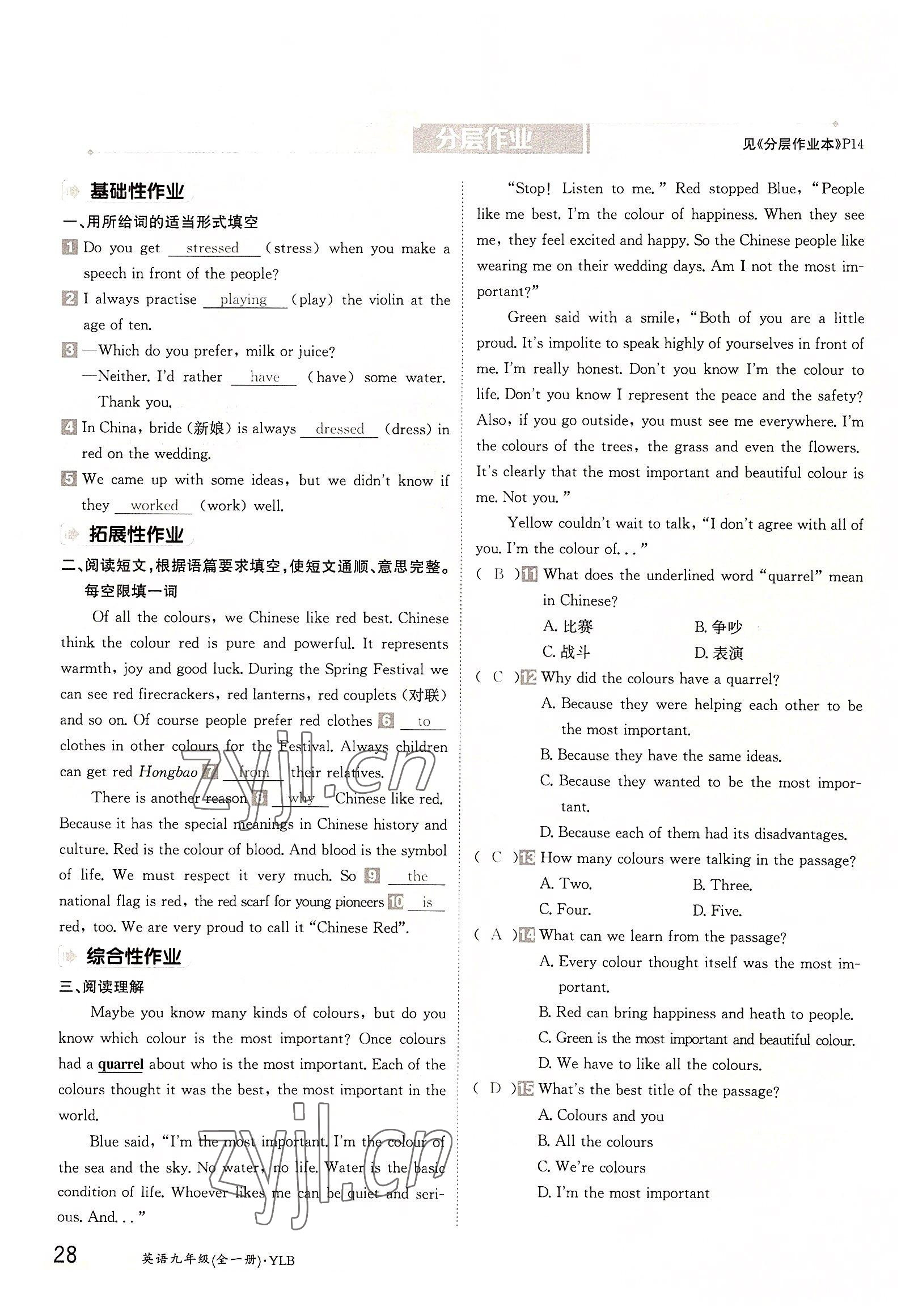 2022年三段六步導學案九年級英語全一冊譯林版 參考答案第28頁