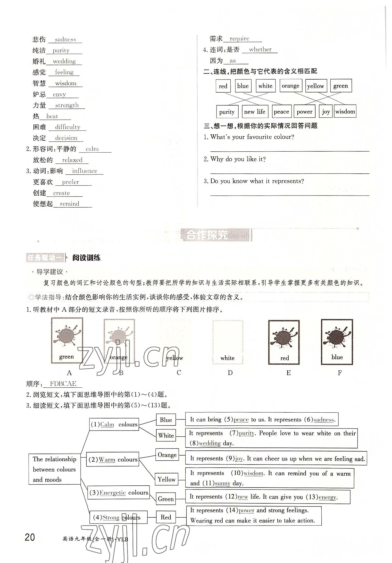 2022年三段六步導學案九年級英語全一冊譯林版 參考答案第20頁
