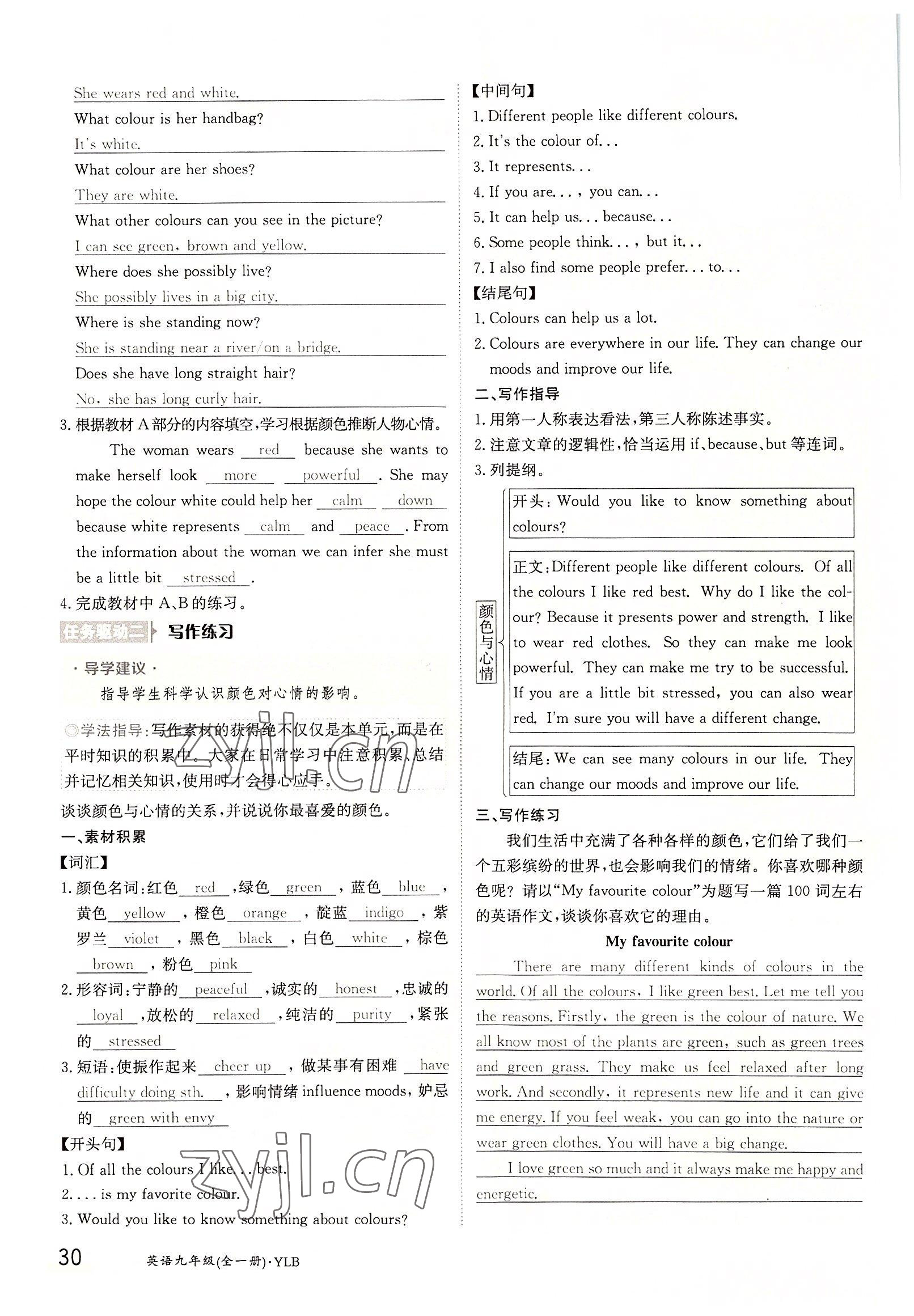 2022年三段六步導學案九年級英語全一冊譯林版 參考答案第30頁