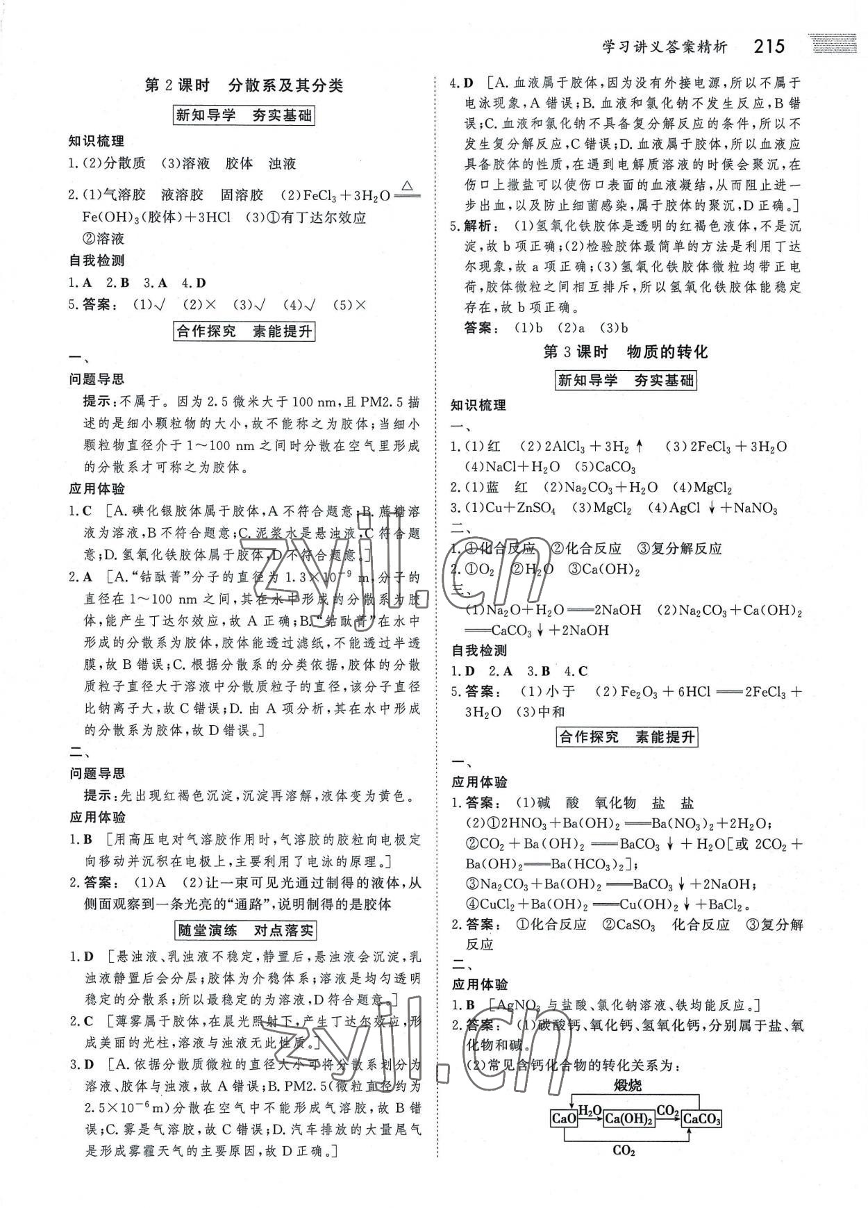 2022年金版新学案高中同步导学案化学必修第一册人教版 参考答案第2页