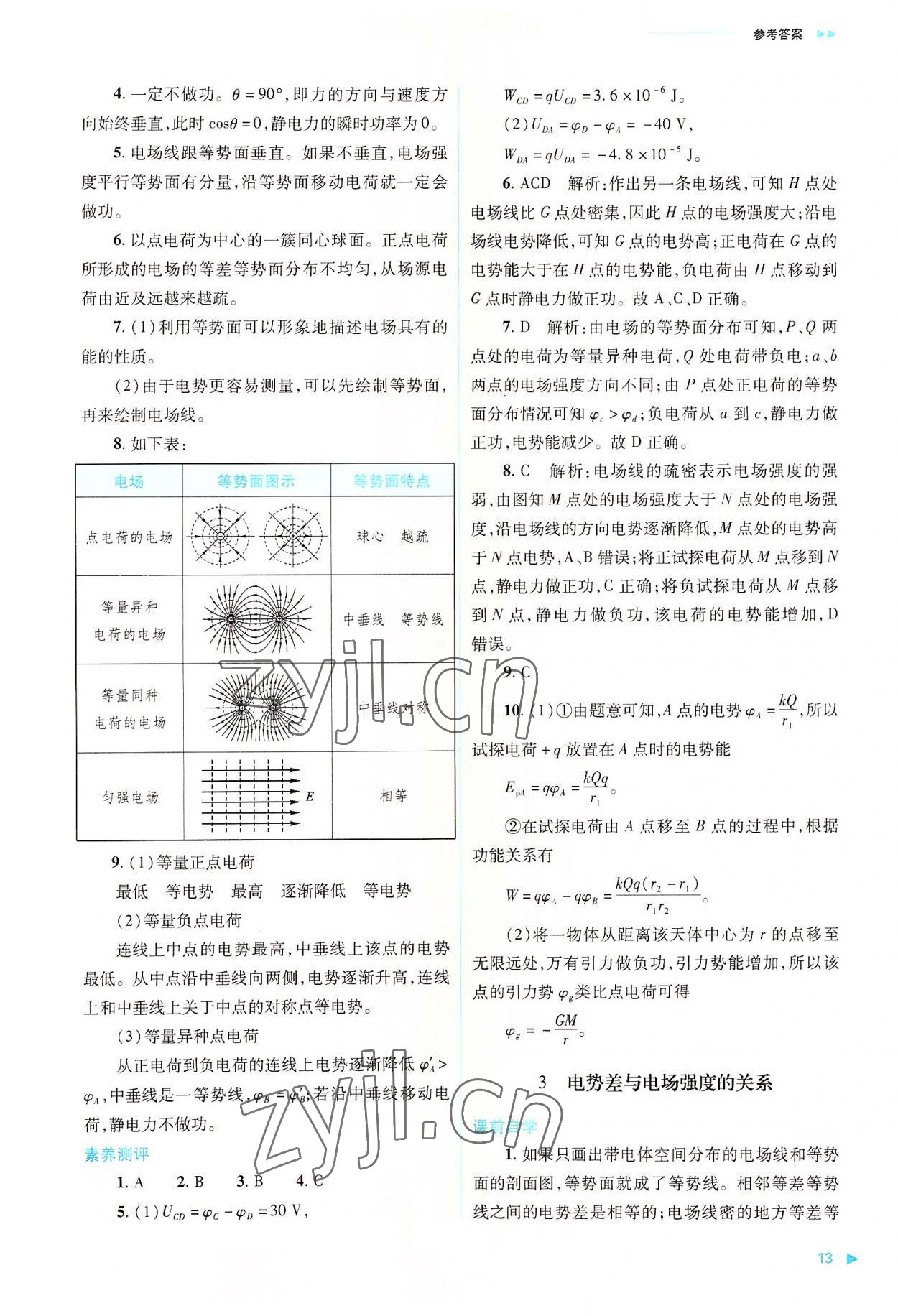 2022年普通高中新课程同步练习册高中物理必修第三册人教版 第13页