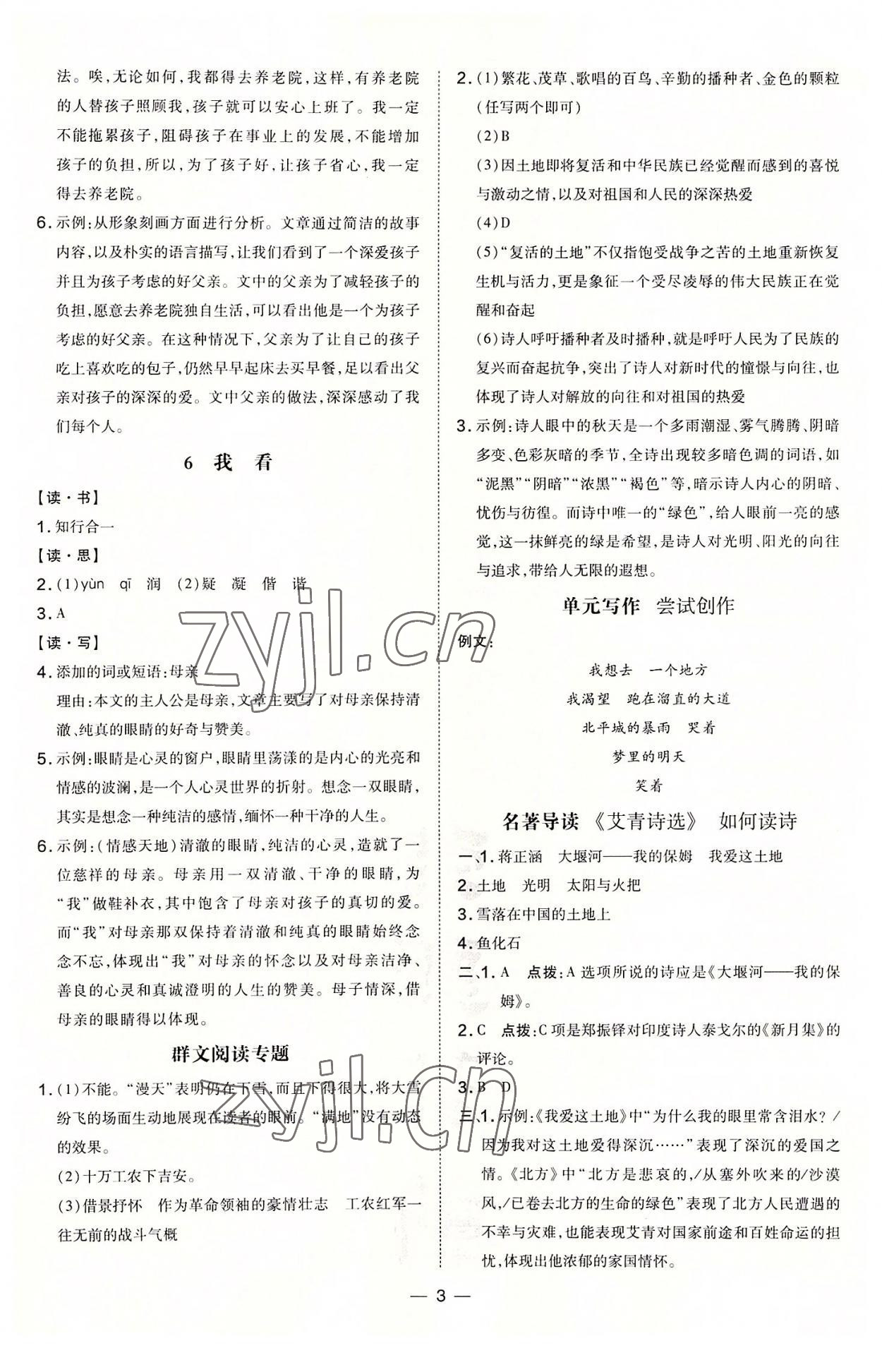 2022年點(diǎn)撥訓(xùn)練九年級(jí)語(yǔ)文上冊(cè)人教版山西專(zhuān)版 第3頁(yè)