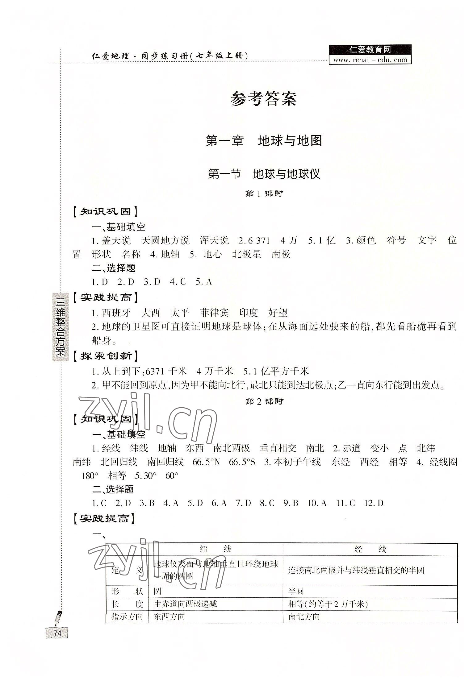 2022年仁愛地理同步練習(xí)冊(cè)七年級(jí)上冊(cè)仁愛版 第1頁