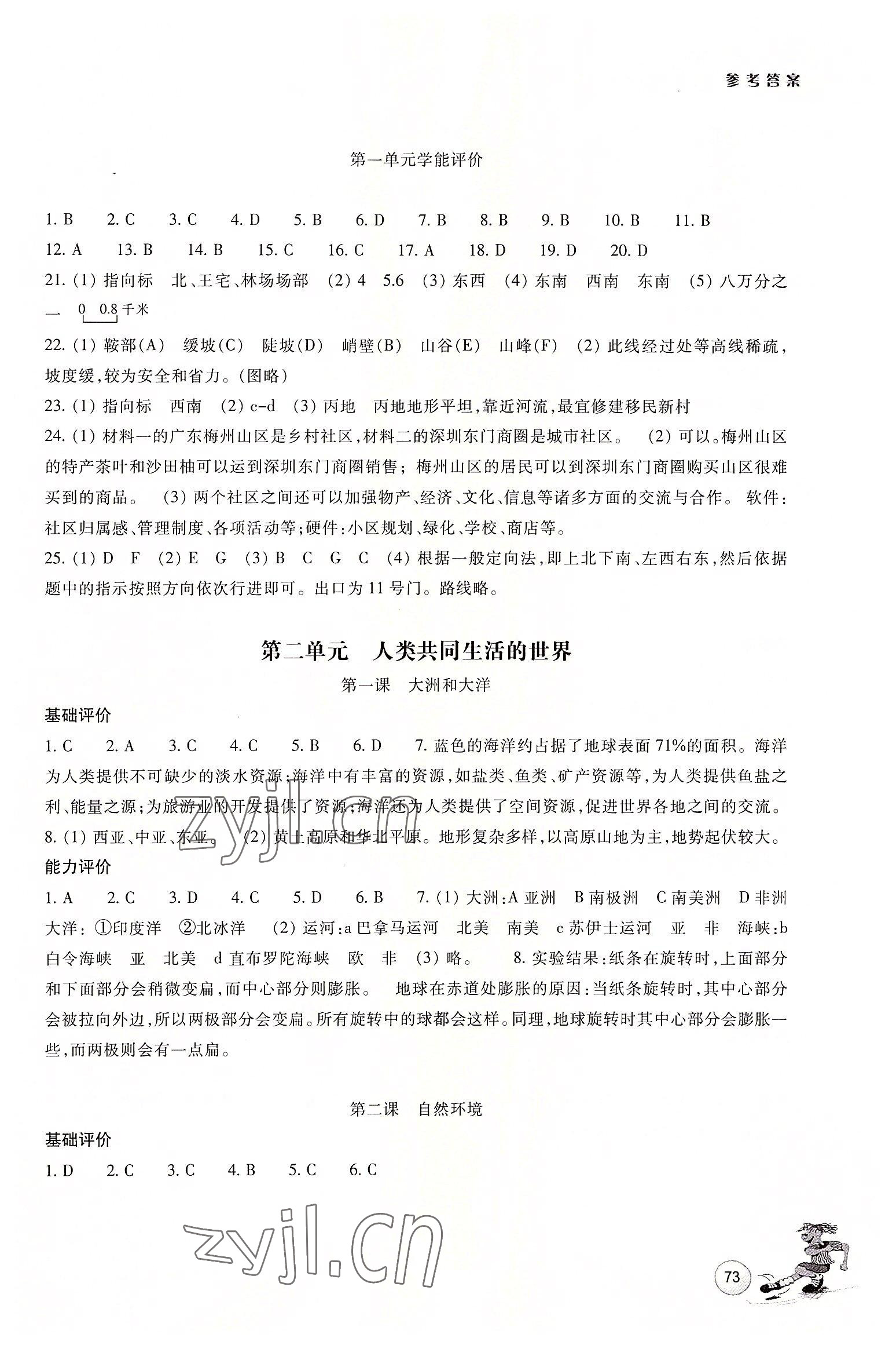 2022年學(xué)能評(píng)價(jià)七年級(jí)人文地理上冊(cè)人教版 參考答案第2頁(yè)