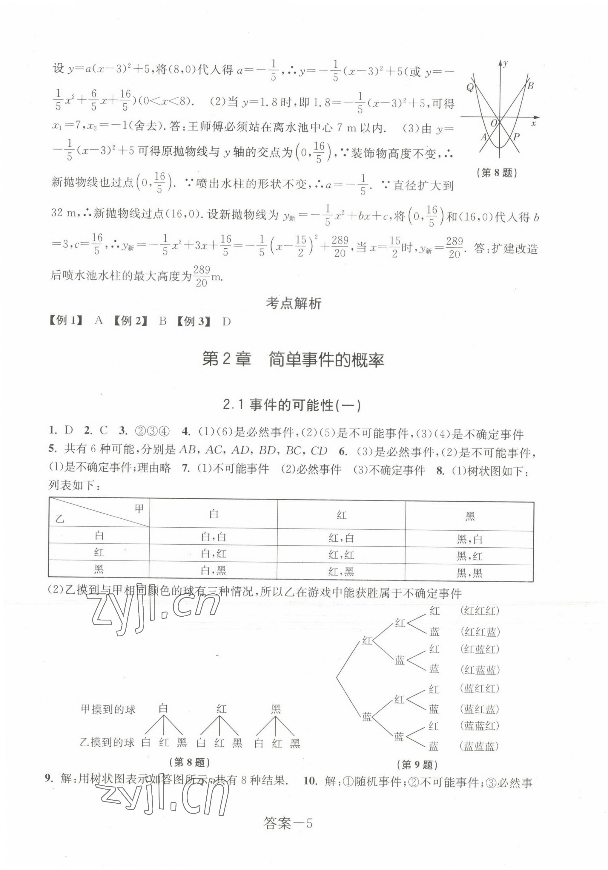 2022年學(xué)評手冊九年級數(shù)學(xué)上冊浙教版 第5頁