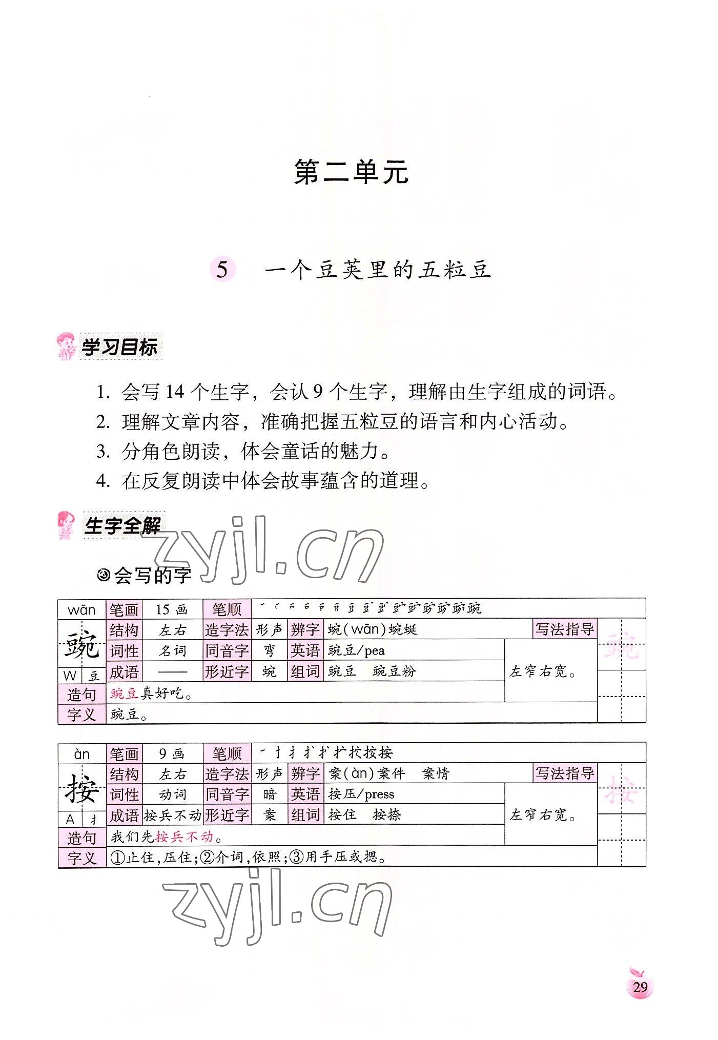 2022年小学生词语手册云南教育出版社四年级语文上册人教版 参考答案第29页