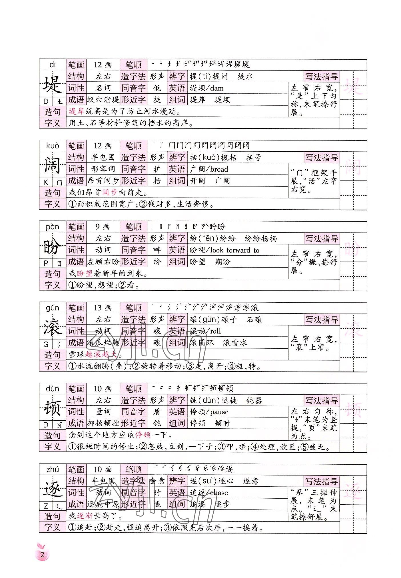 2022年小学生词语手册云南教育出版社四年级语文上册人教版 参考答案第2页