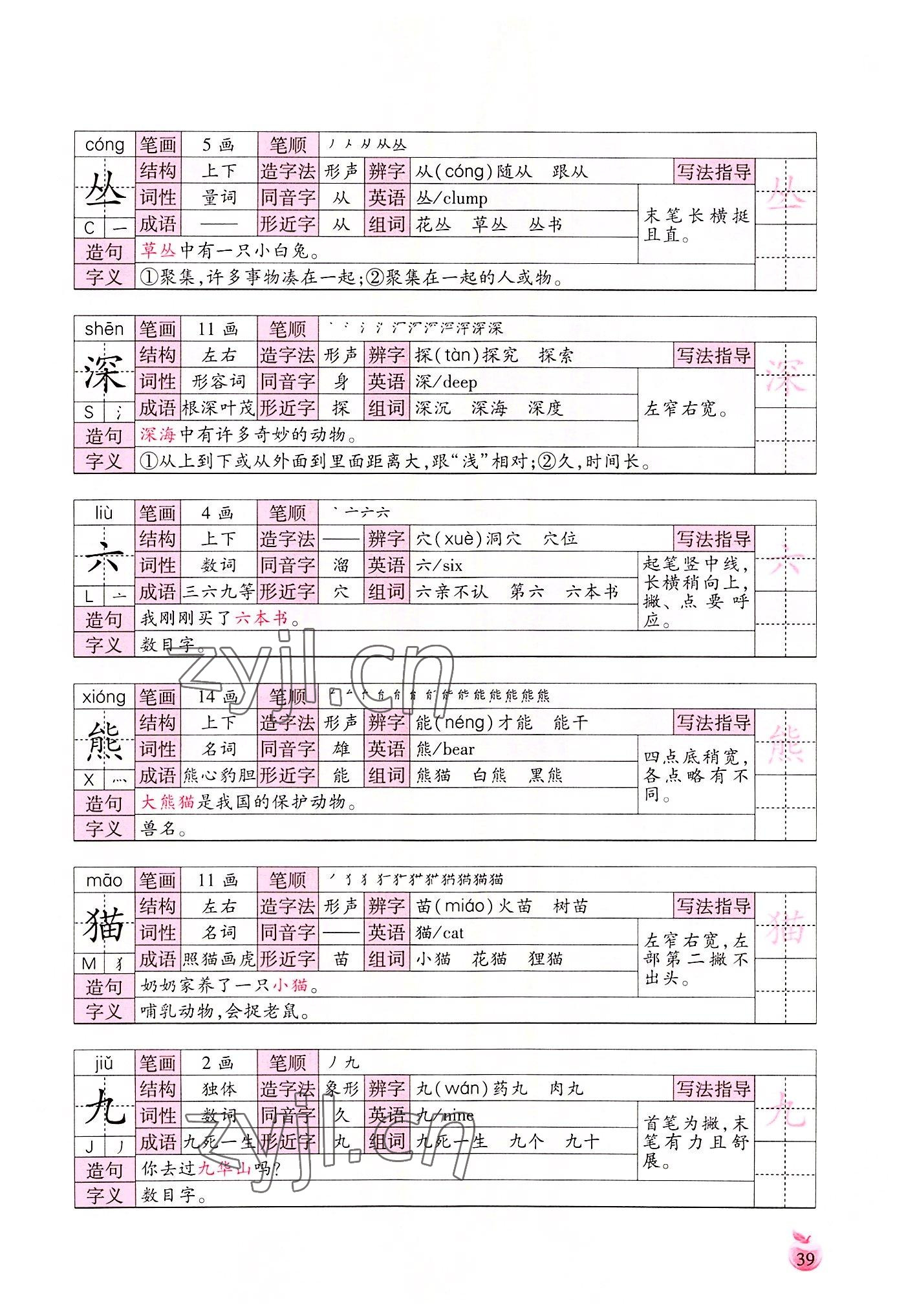 2022年小学生词语手册云南教育出版社二年级语文上册人教版 参考答案第39页