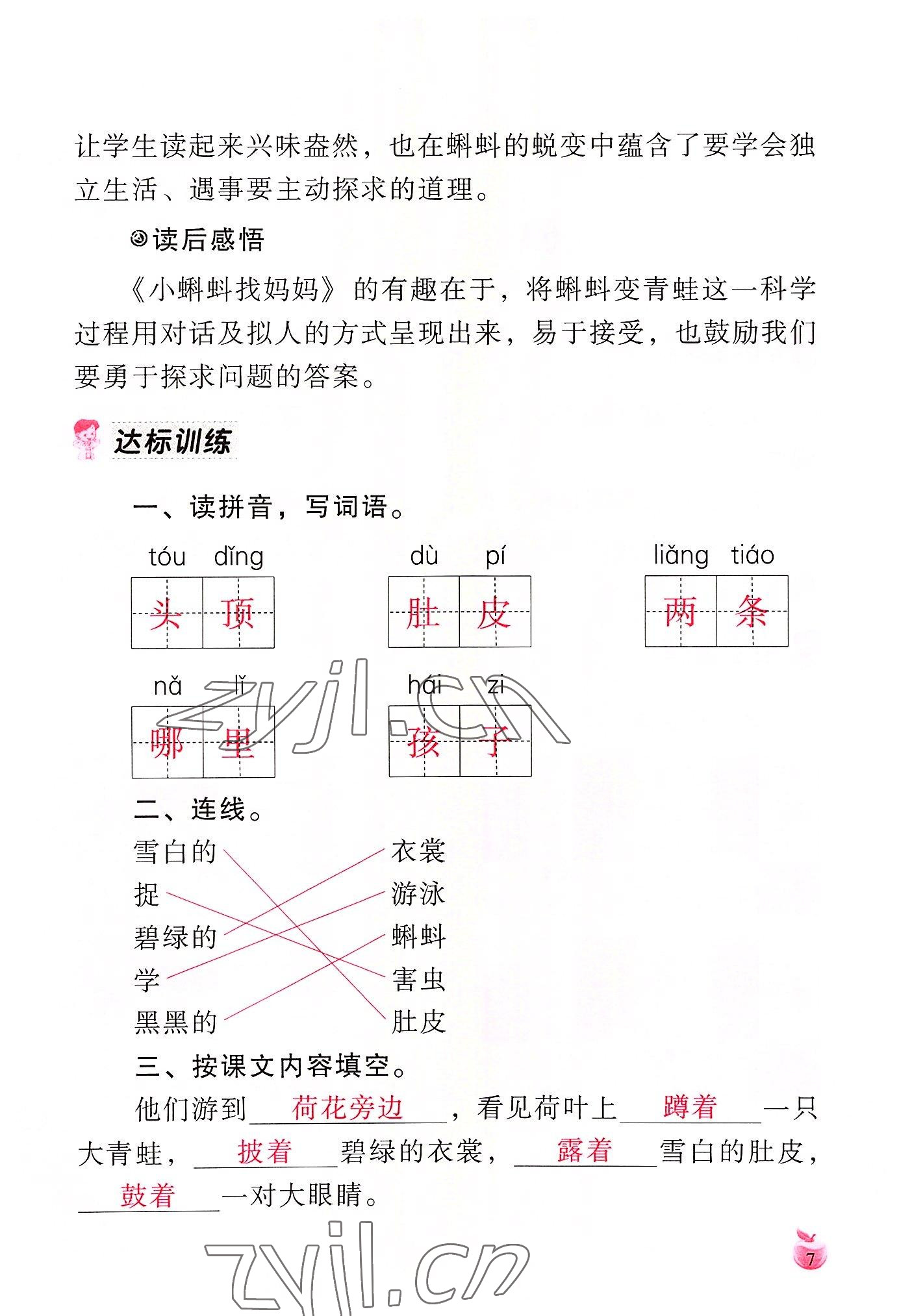 2022年小学生词语手册云南教育出版社二年级语文上册人教版 参考答案第7页