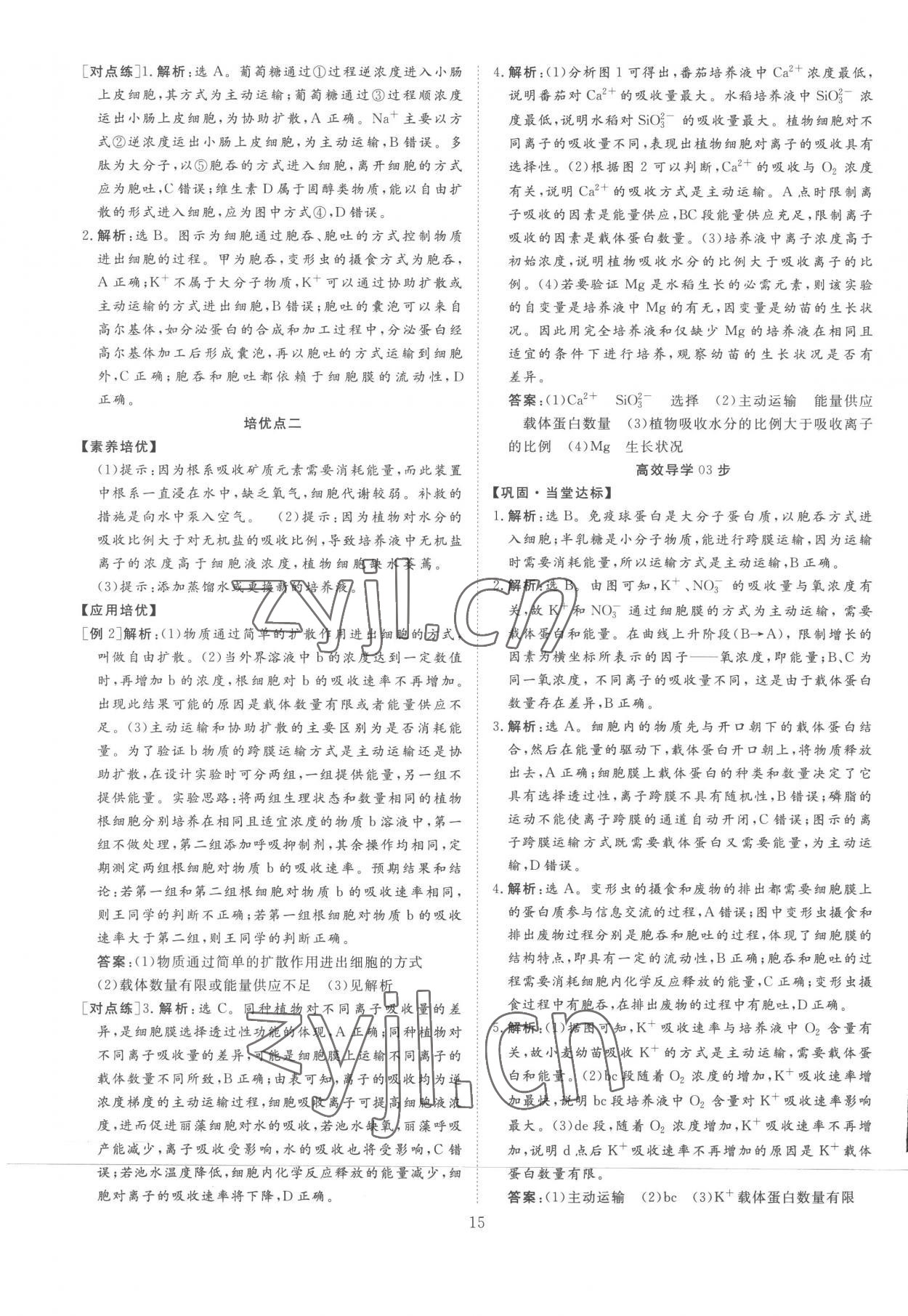 2022年正禾一本通高中生物必修1人教版 參考答案第15頁