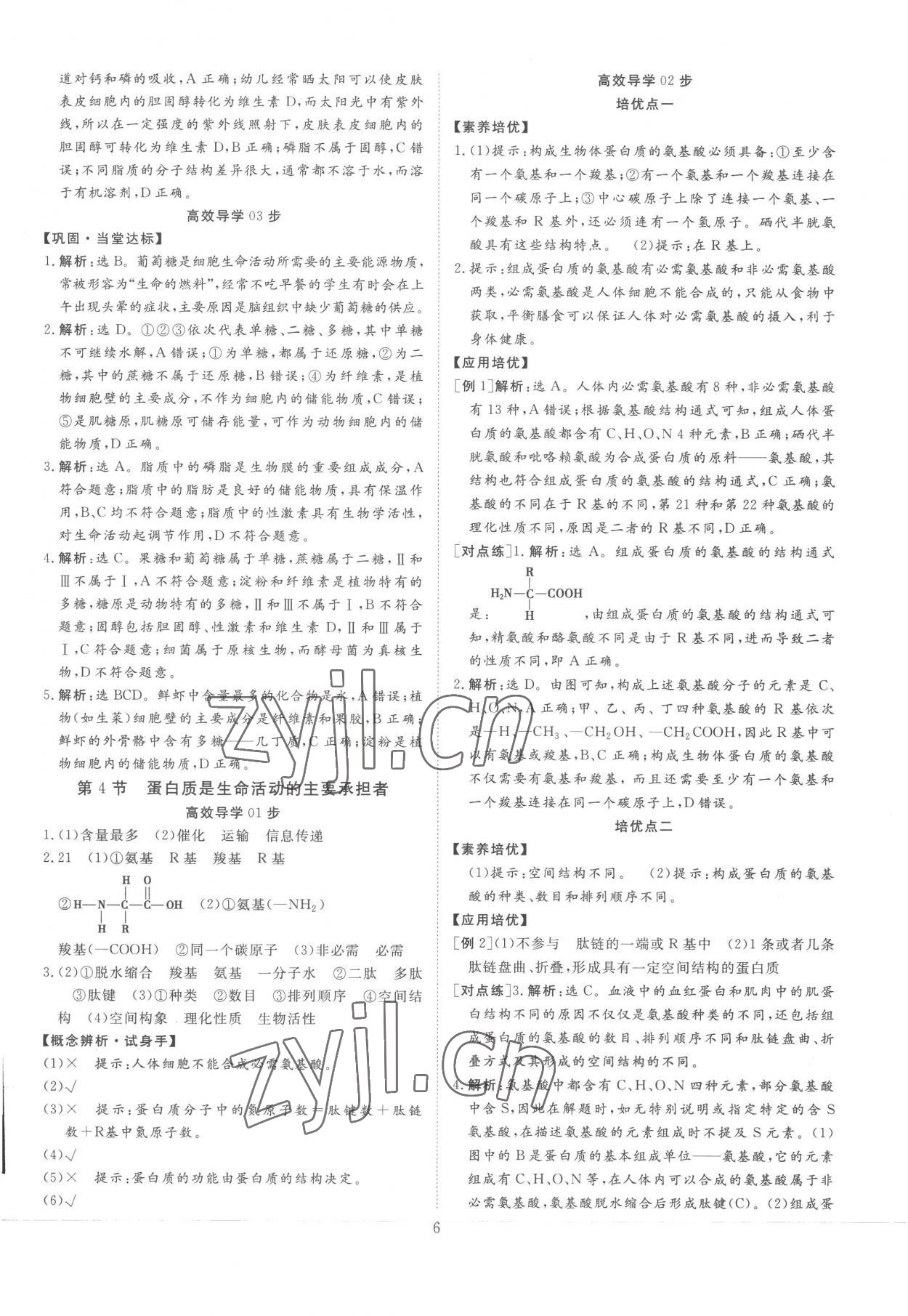 2022年正禾一本通高中生物必修1人教版 參考答案第6頁(yè)